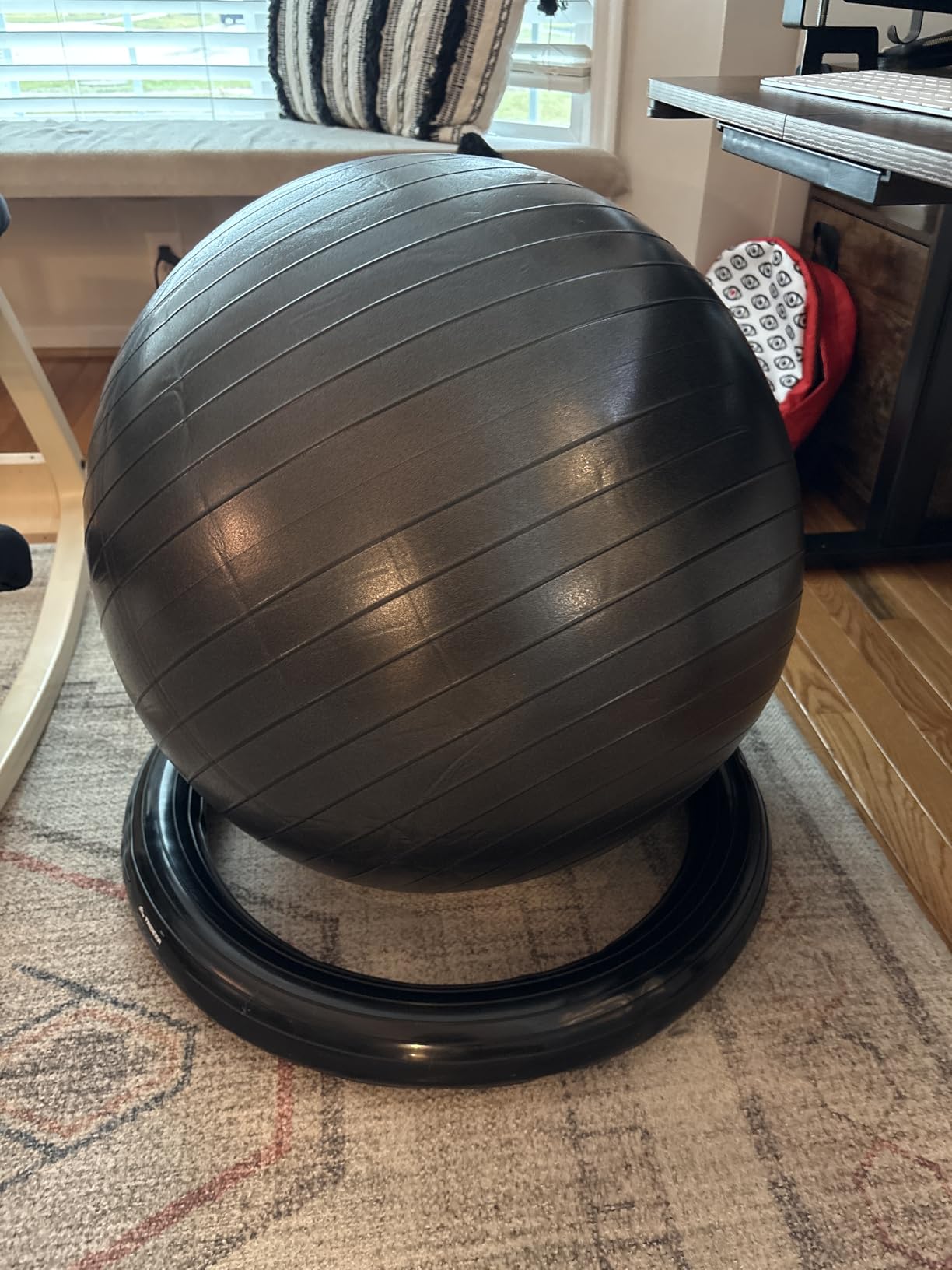 Trideer Yoga Ball Chair with Base for Office Desk, Exercise & Stability Ball Seat, Pilates Ball for Core Training, Pregnancy Ball, Back Pain Relief & Active Sitting customer photo 2
