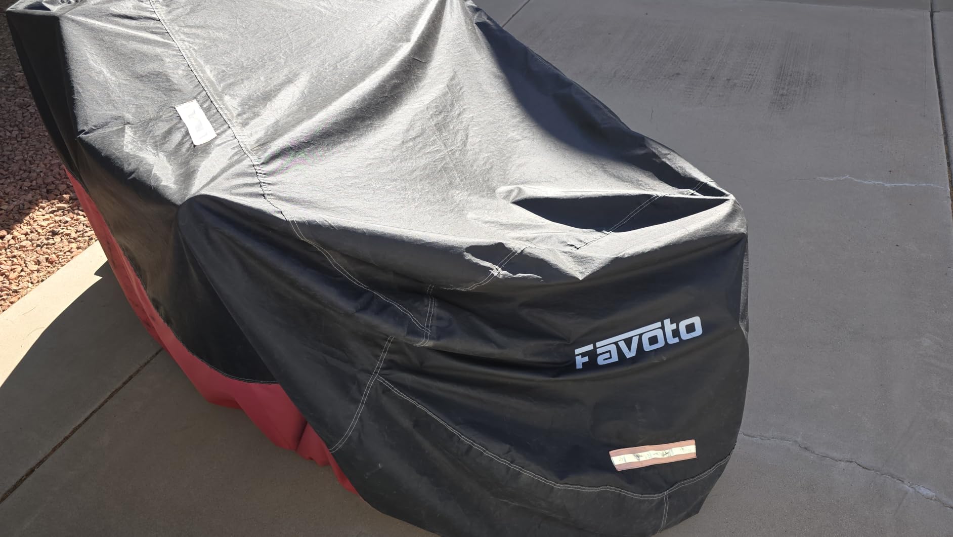 Favoto Motorcycle Cover Waterproof Outdoor Motorcycle Cover Heavy Duty | Windproof Motorcycle Tarp All Weather Rain UV Protection with Lock-Holes Night Reflective Strips & Storage Bag Fits up to 96.5