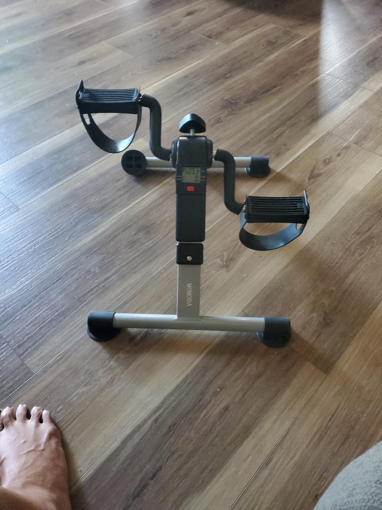 Pedal Exerciser Desk Exercise Bike Leg and Arm Exercise Bike with LCD Monitor Foldable and Portable (Black/Grey) customer photo 2