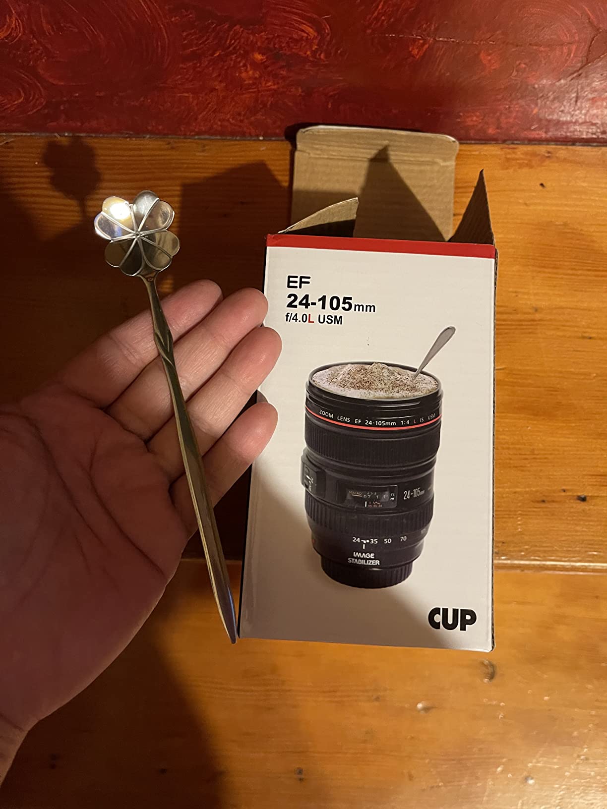 DEEXITO Camera Lens Coffee Mugs,Stainless Steel Lens Cups with Four Leaf Clover Spoon,Novelty Christmas Gifts for Photographers Sweeties Dad Men Women Photography Lovers customer photo 1
