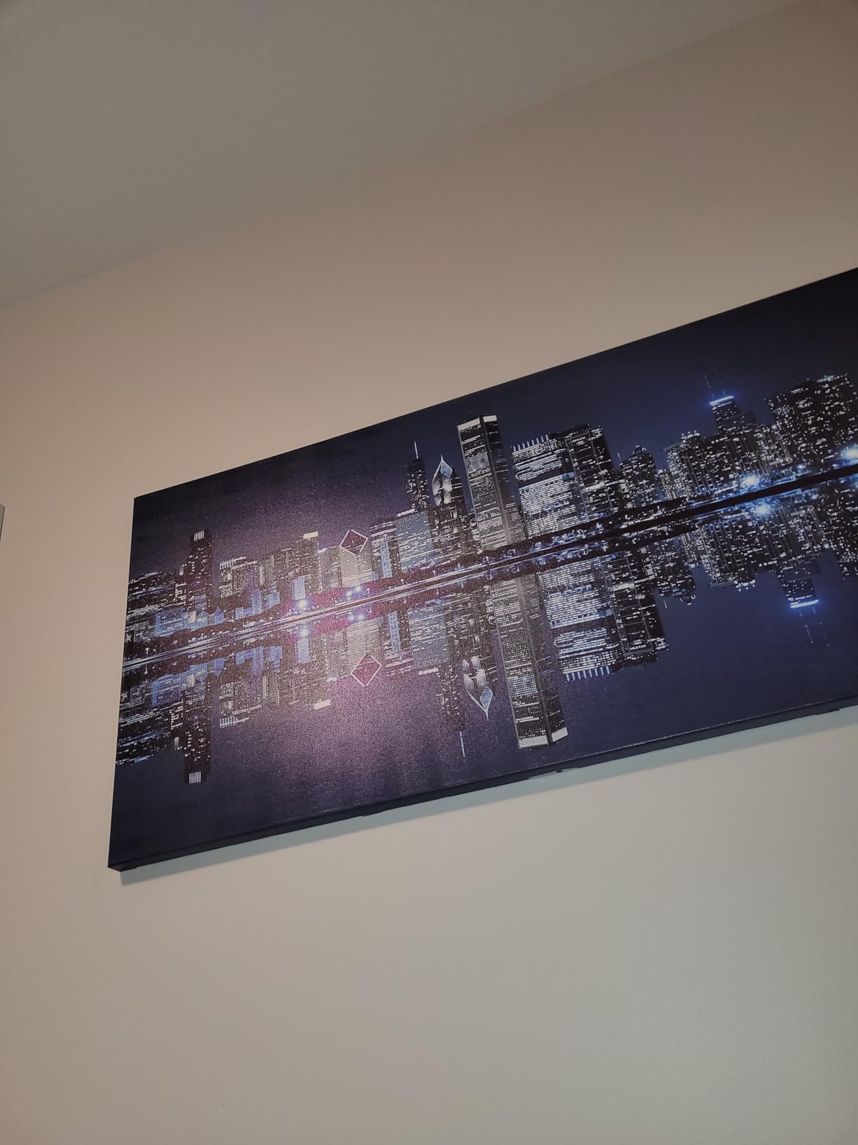 LevvArts Modern City Wall Art Chicago Downtown at Night Picture Print on Canvas Building Artwork for Office Living Room Wall Decoration customer photo 2
