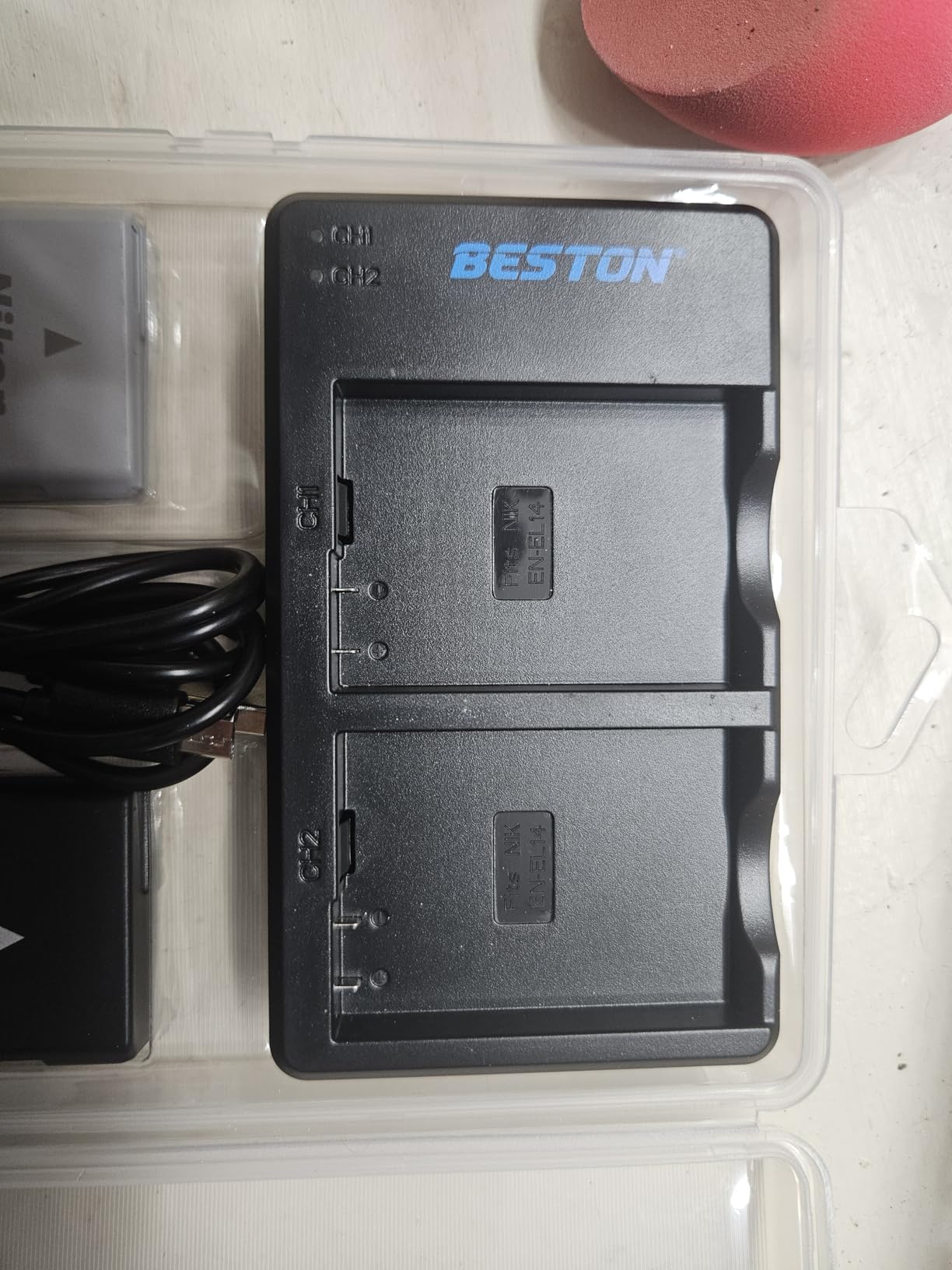 BESTON 2-Pack EN-EL14 / EN-EL14a Battery Packs and Rapid USB Charger Compatible with Nikon D3100 D3200 D3300 D3400 D3500 D5100 D5200 D5300 D5500 D5600 DF Coolpix P7000 P7100 P7700 P7800 Cameras customer photo 1