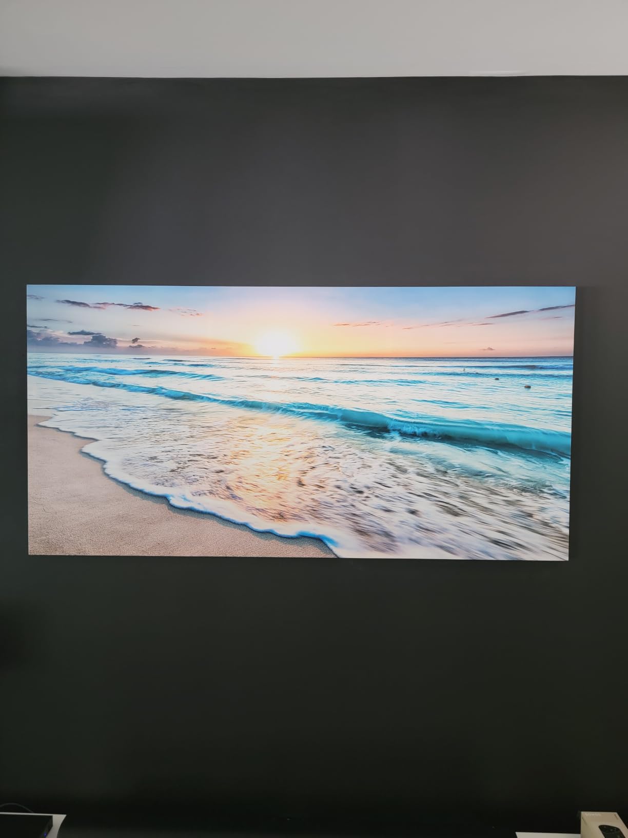 Baisuart S02250 Canvas Prints Wall Art Beach Sunset Ocean Waves Nature Pictures Stretched Canvas Wooden Framed for Living Room Bedroom and Office customer photo 1