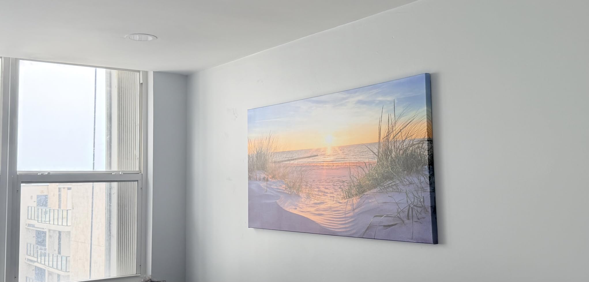 MHARTK66 Wall Decor for Living Room Large Canvas Wall Art for Bedroom Modern Office Pictures Blue Sun Beach Grass Ocean Landscape Paintings Canvas Art Prints Home Decorations customer photo 1