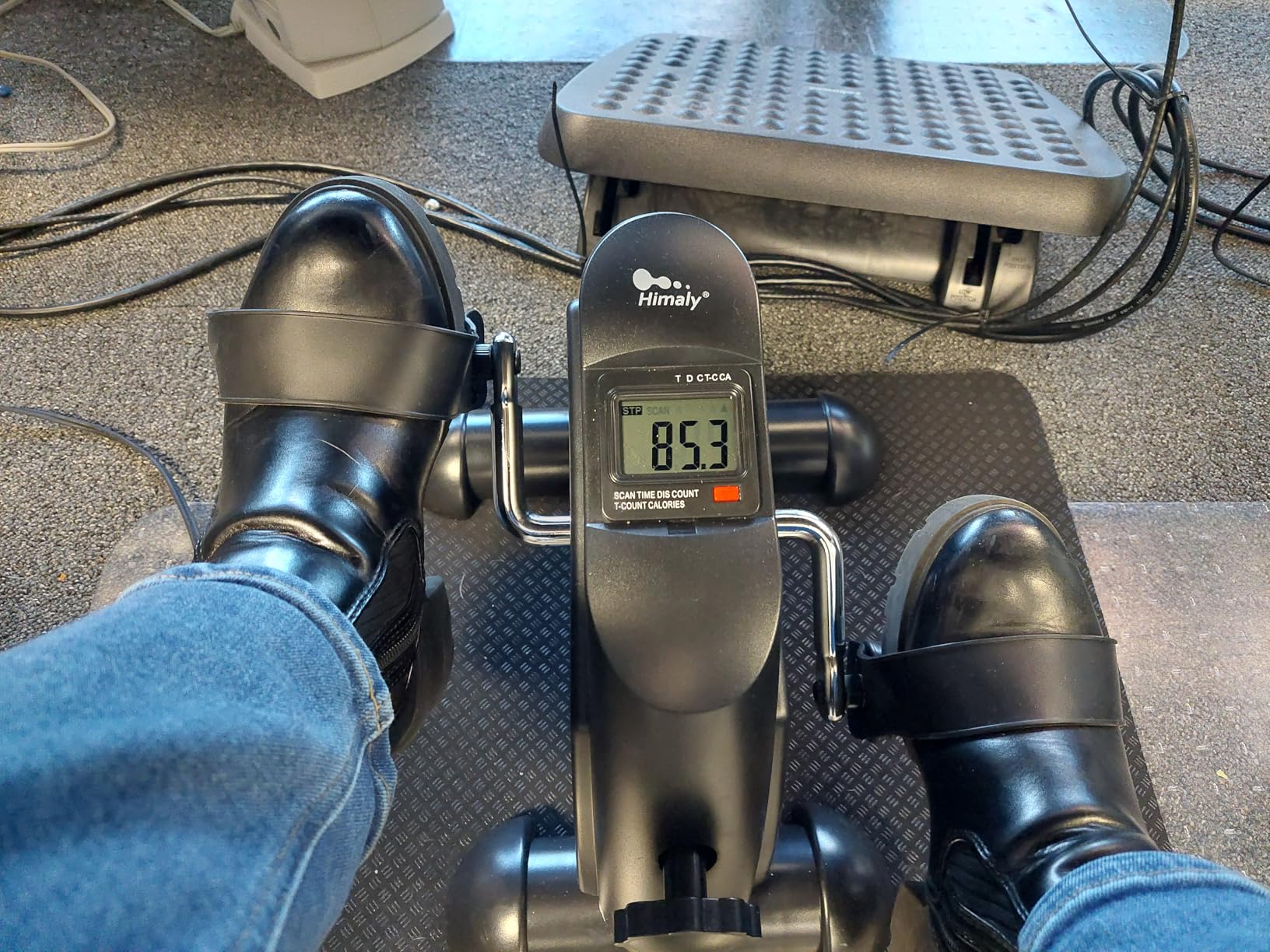 Mini Exercise Bike, himaly Under Desk Bike Pedal Exerciser Portable Foot Cycle Arm & Leg Peddler Machine with LCD Screen Displays customer photo 1