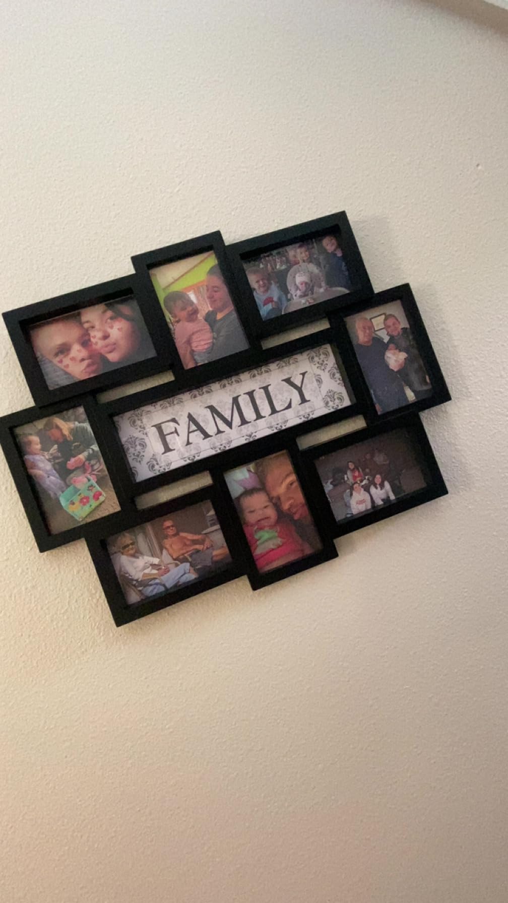 Jerry & Maggie Family Photo Frame 22x17, PVC Picture Frames Collage Wall Decor 9 Opening Wall Hanging For 6x4 Photos 8 Pack, No-Assembly 3D Design Waterproof Memorial Keepsake, White customer photo 1