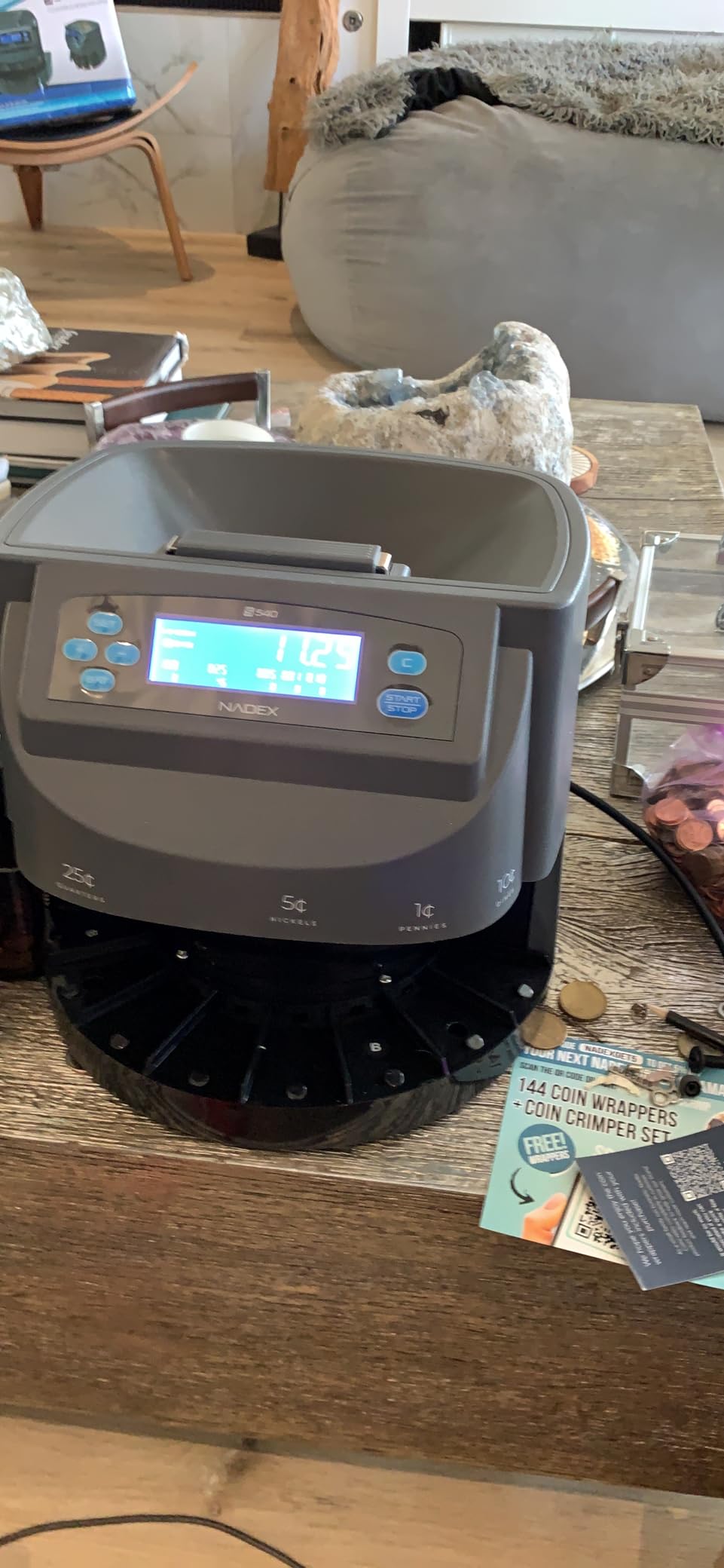 Nadex S540 Pro Coin Counter, Sorter, and Wrapper - Sorts up to 300 Coins Per Minute, Comes with 48 Preformed Wrappers (Gray) customer photo 2