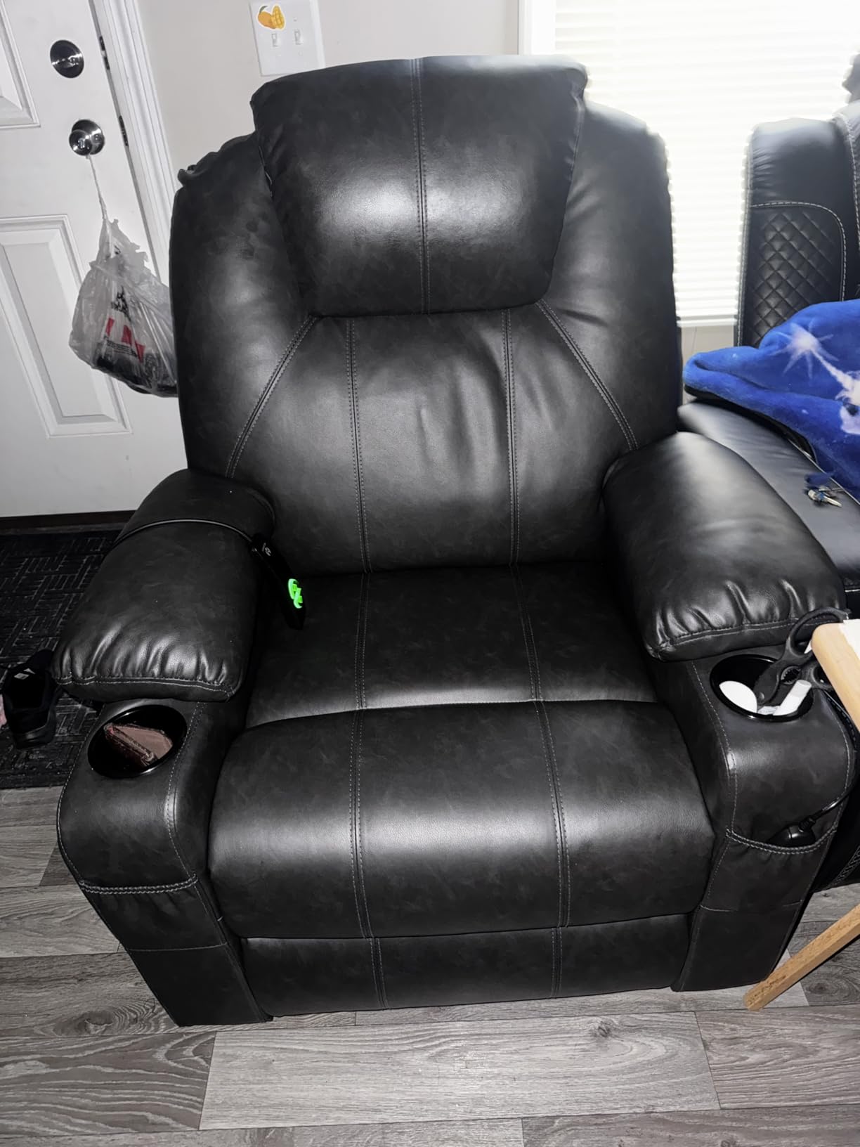 MCombo Power Lift Recliner Chair for Elderly, Heat and Massage 7040 (Medium) | FSC Certified, Multiple Sizes, USB & Type C Charging Port, Cup Holders, Side Pockets, Dark Brown Faux Leather customer photo 2