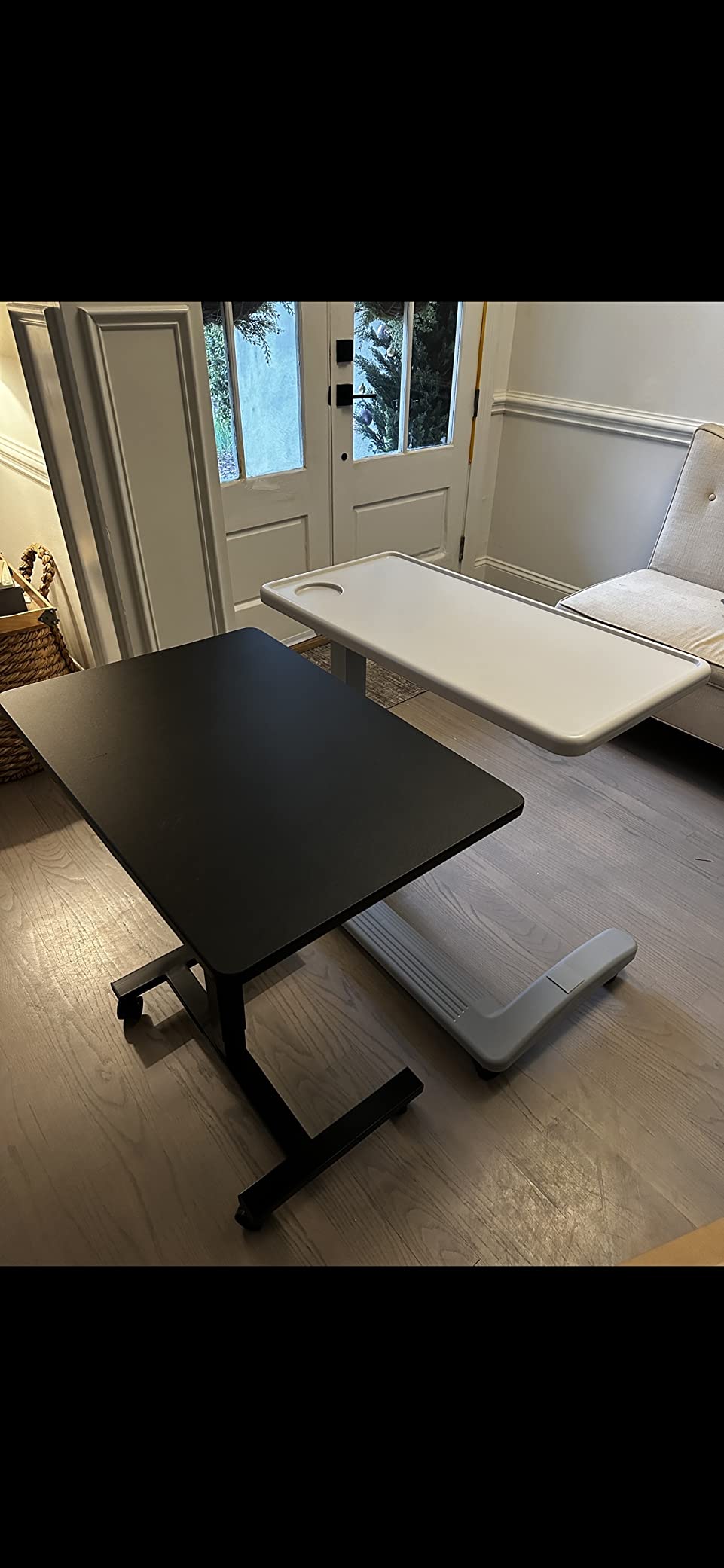 Vaunn Medical Adjustable Overbed Exam Bedside Table with Wheels (Hospital and Home Use), New Tabletop, Light Gray customer photo 1