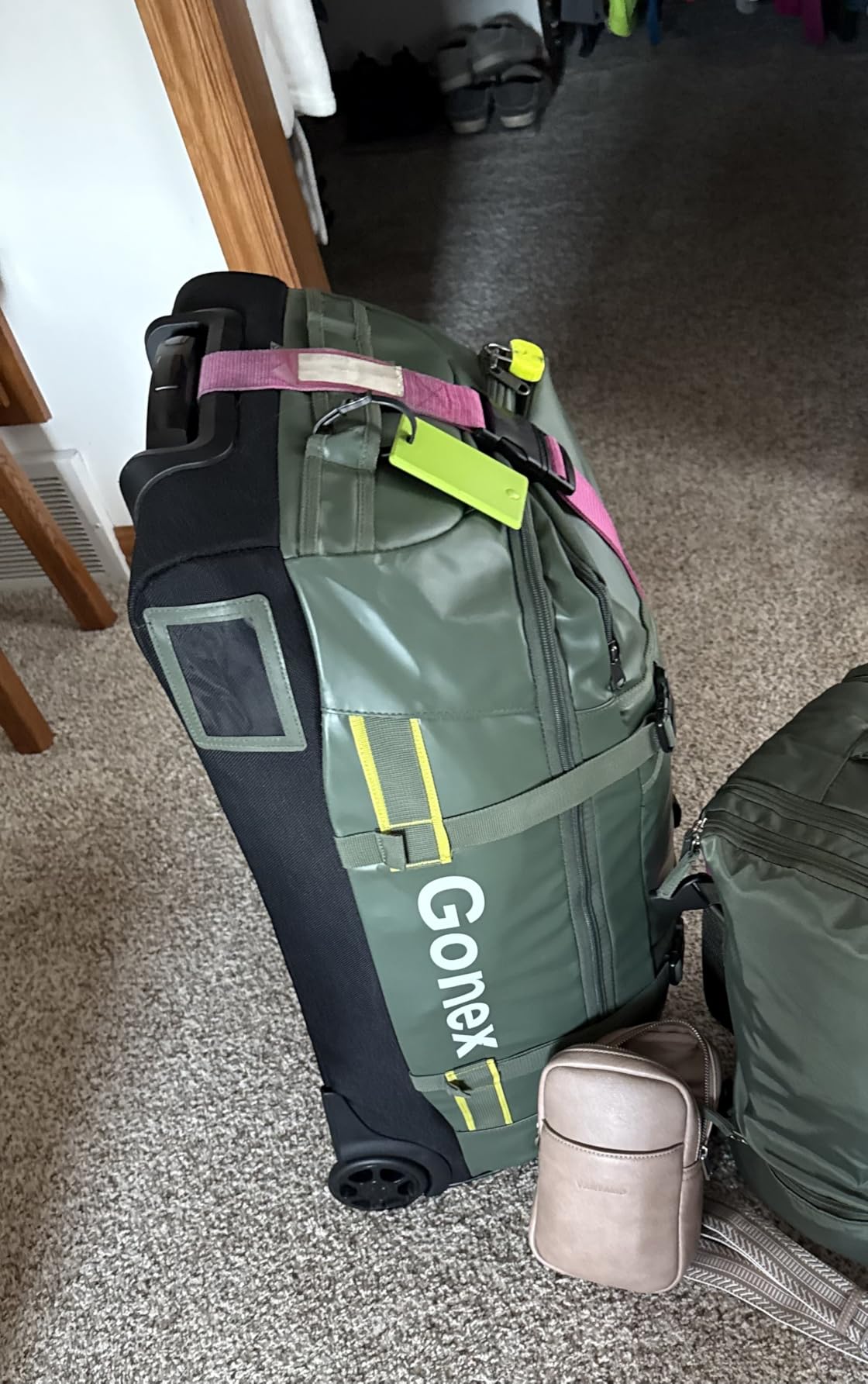 Gonex Rolling Duffle Bag with Wheels, Waterproof PVC Luggage, 25 in, Olive customer photo 1