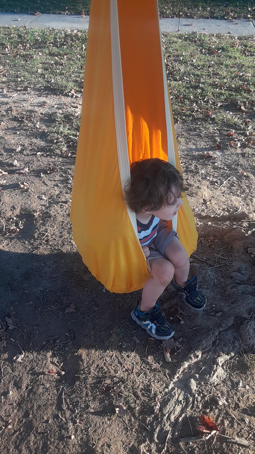 C-CHAIN Swing Pod Chair for Kids, Cotton Hammock Chair with Durable Air Cushion, Child Swing Seat Nest with Adjustable Rope, All Accessories Included (Green) customer photo 1