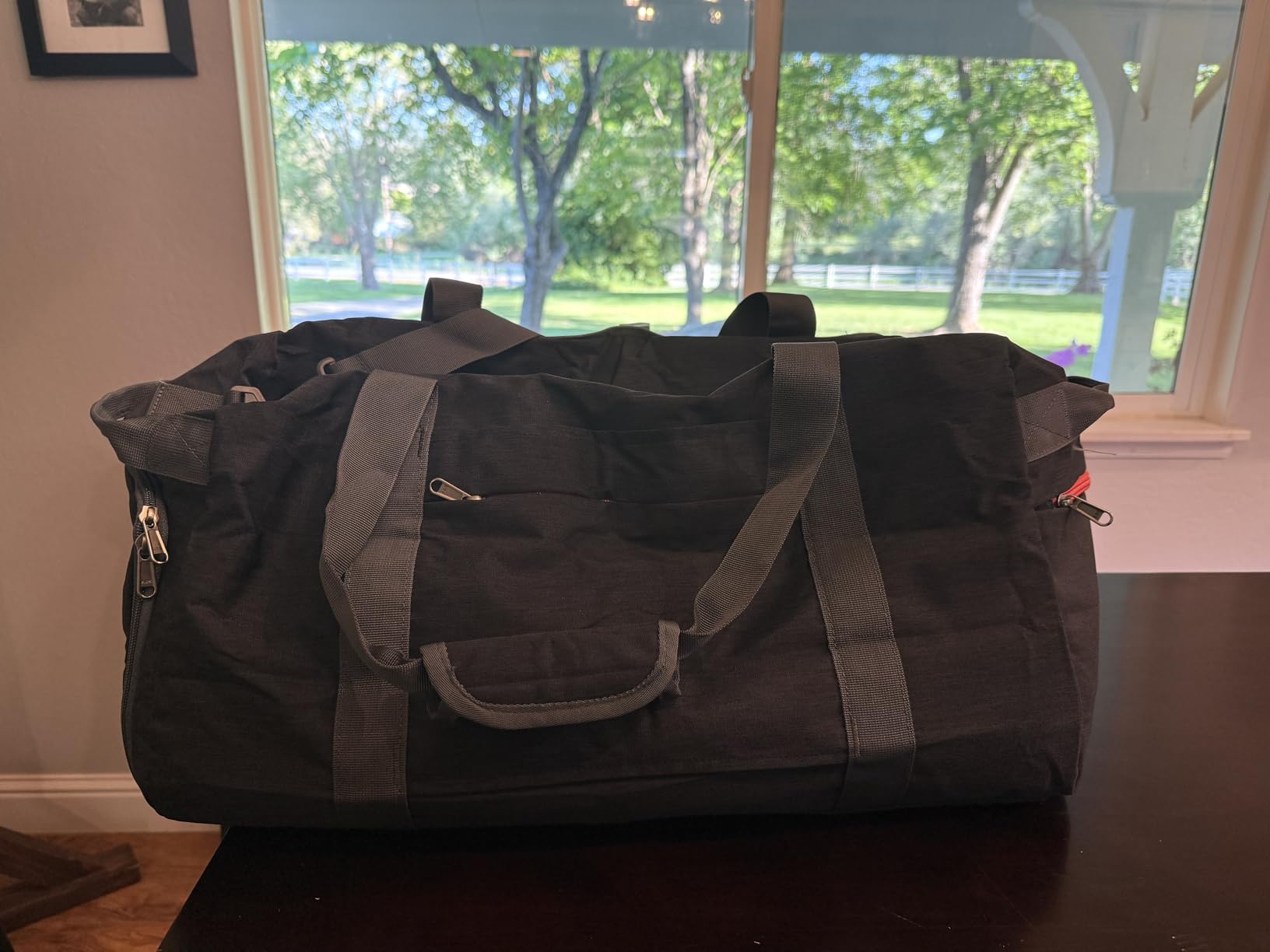65L Travel Duffel Bag, Foldable Weekender Bag with Shoes Compartment for Men Women Water-proof & Tear Resistant (Panther Black, 65L) customer photo 2