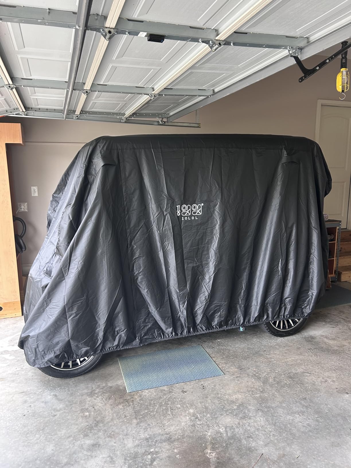 10L0L Golf Cart Cover 2/4/4+2 Passenger for Yamaha EZGO Club Car, Heavy Duty 420D Waterproof Windproof Durable Oxford Golf Cart Cover with 3 Zipper Doors for All-Weather Protection (Black/Silver) customer photo 1