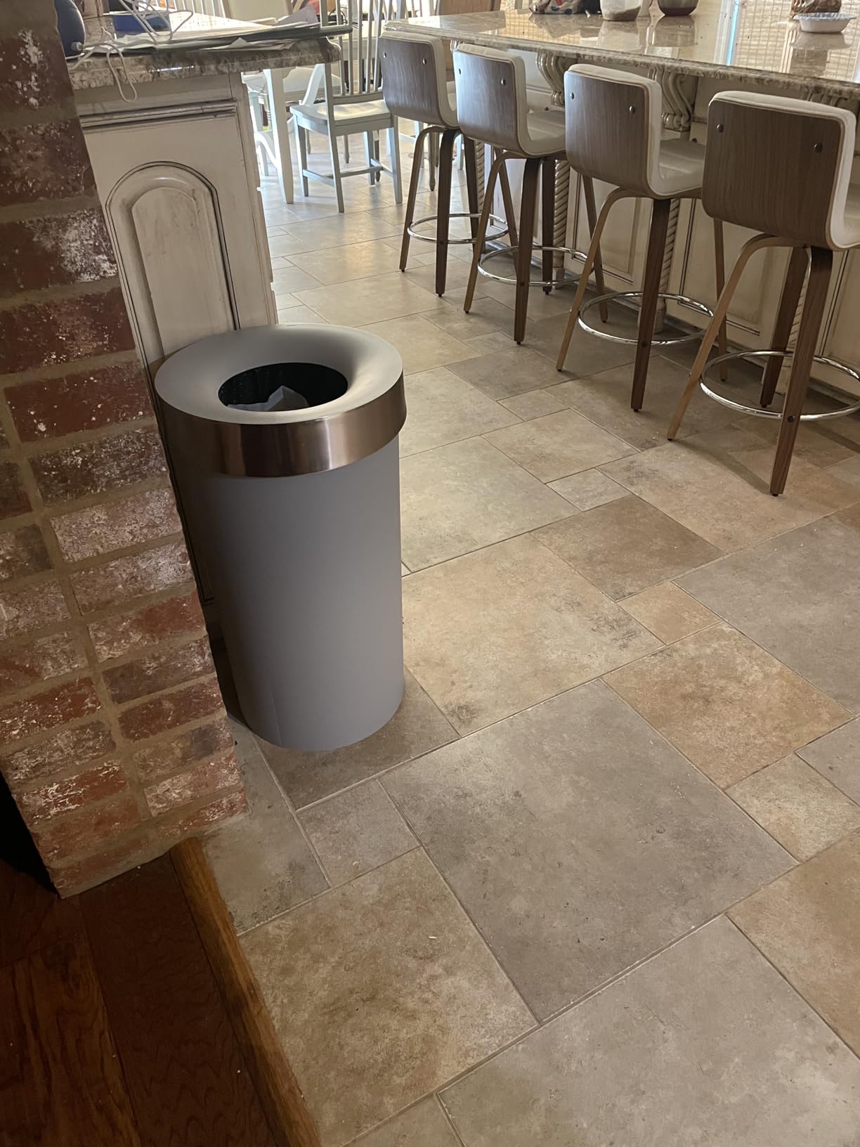 Umbra Vento Kitchen Trash Can, Open Top Bin, 16.5 Gallon, Black/Nickel | Brushed metal accents, bag concealing design, easy wipe clean, fits home and office, durable plastic customer photo 1
