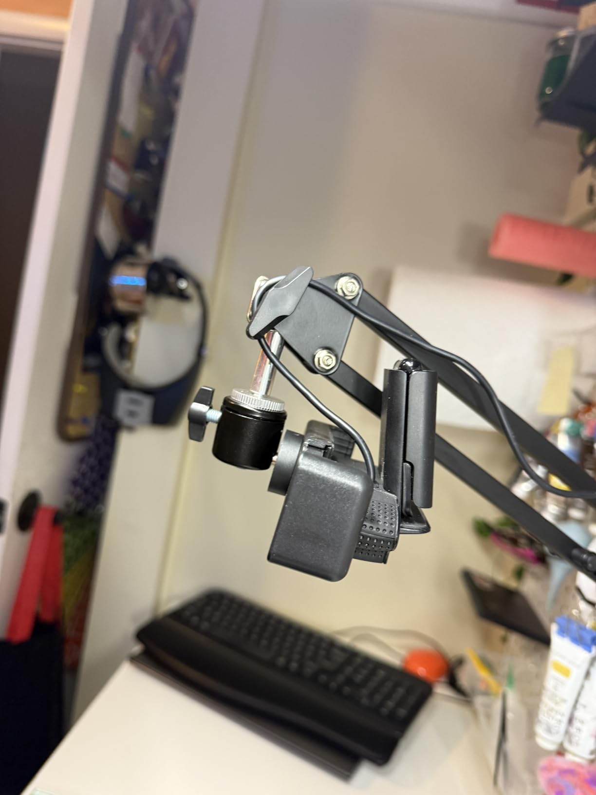 LenTok Overhead Tripod Mount for Camera Webcam Ring Light, Flexible Over Head Arm for iPhone with Phone Holder and Ball Head, Table Stand Accessory for Phone Video Recording Live Stream customer photo 1