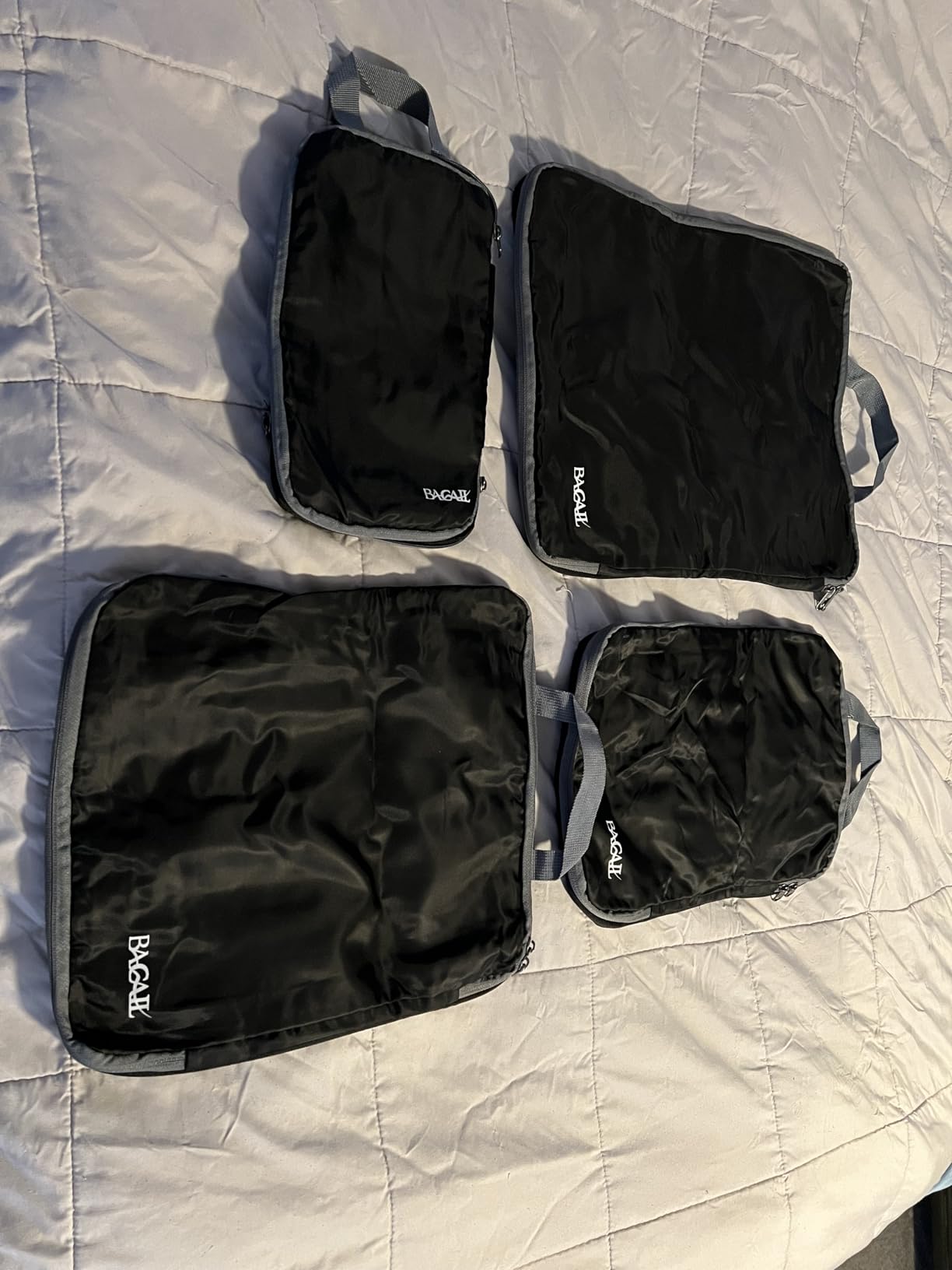 BAGAIL 4 Set/6 Set/8 Set Compression Packing Cubes Travel Accessories Expandable Packing Organizers (Cloth Pattern, 4-Black) customer photo 1