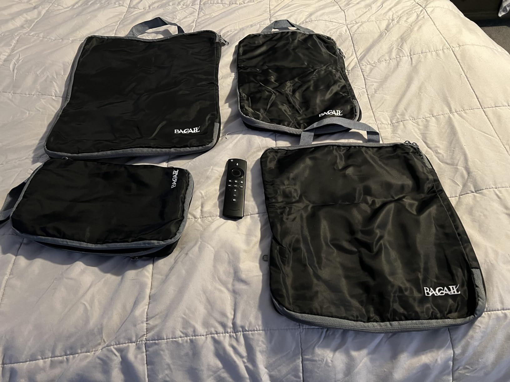 BAGAIL 4 Set/6 Set/8 Set Compression Packing Cubes Travel Accessories Expandable Packing Organizers (Cloth Pattern, 4-Black) customer photo 2