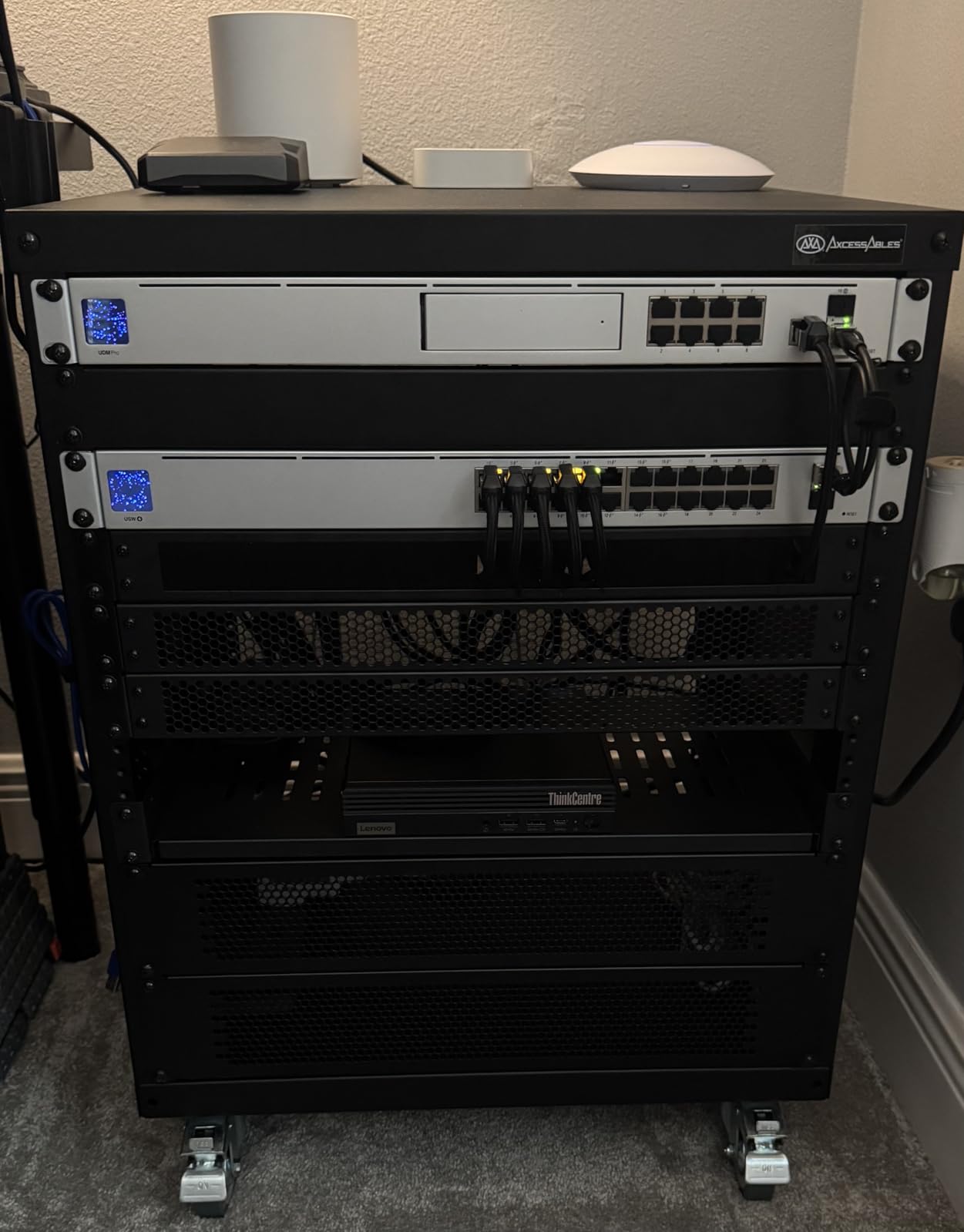 AxcessAbles 12U Network Rack with Wheels - 500lb Capacity, 18