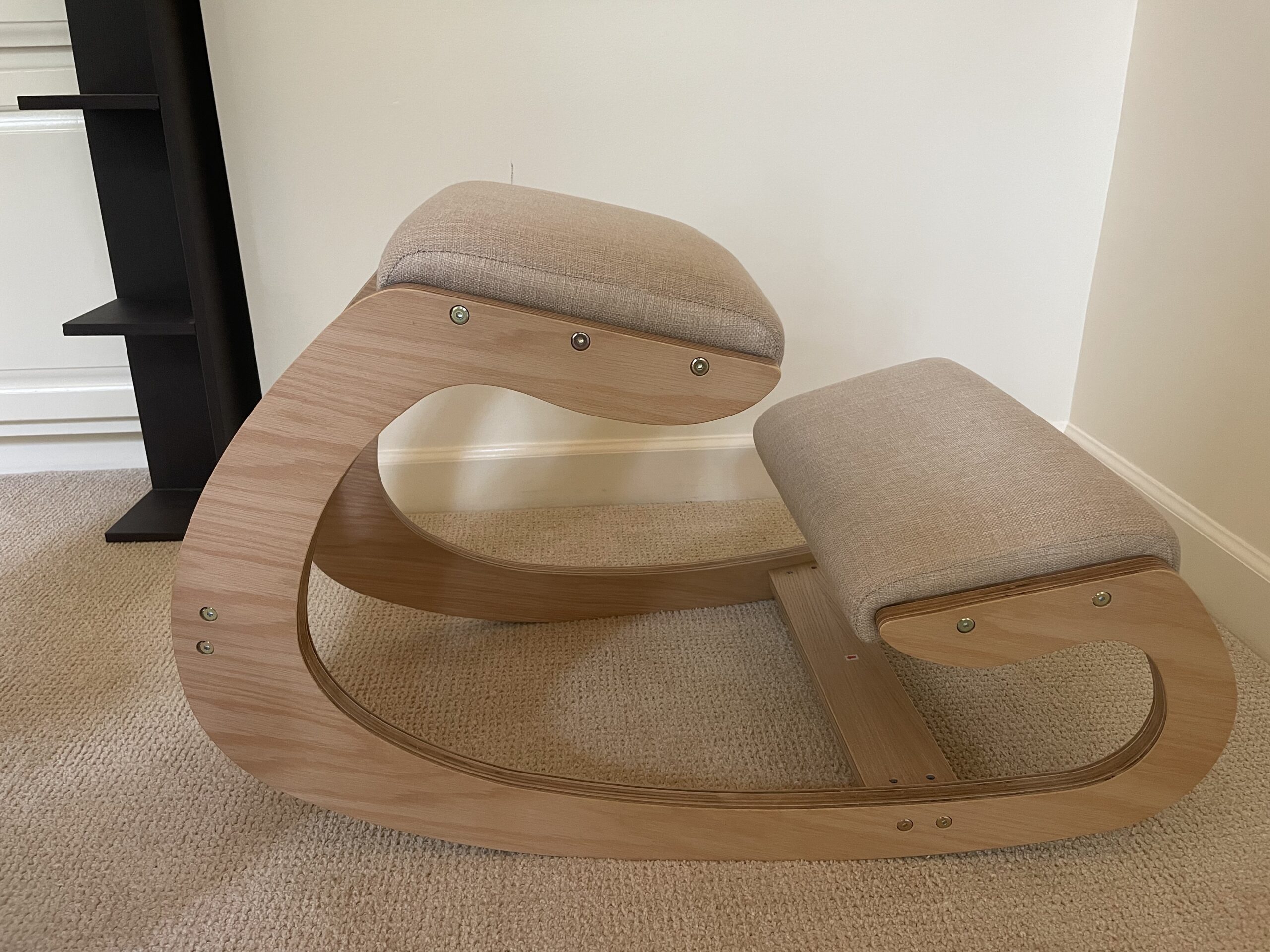 Predawn Adjustable Ergonomic Kneeling Chair - Custom Height Rocking Posture Stool with Thick Cushions, Solid Wood Frame, Knee Support Seat for Adults, Office or Meditation Use (White Oak) customer photo 1