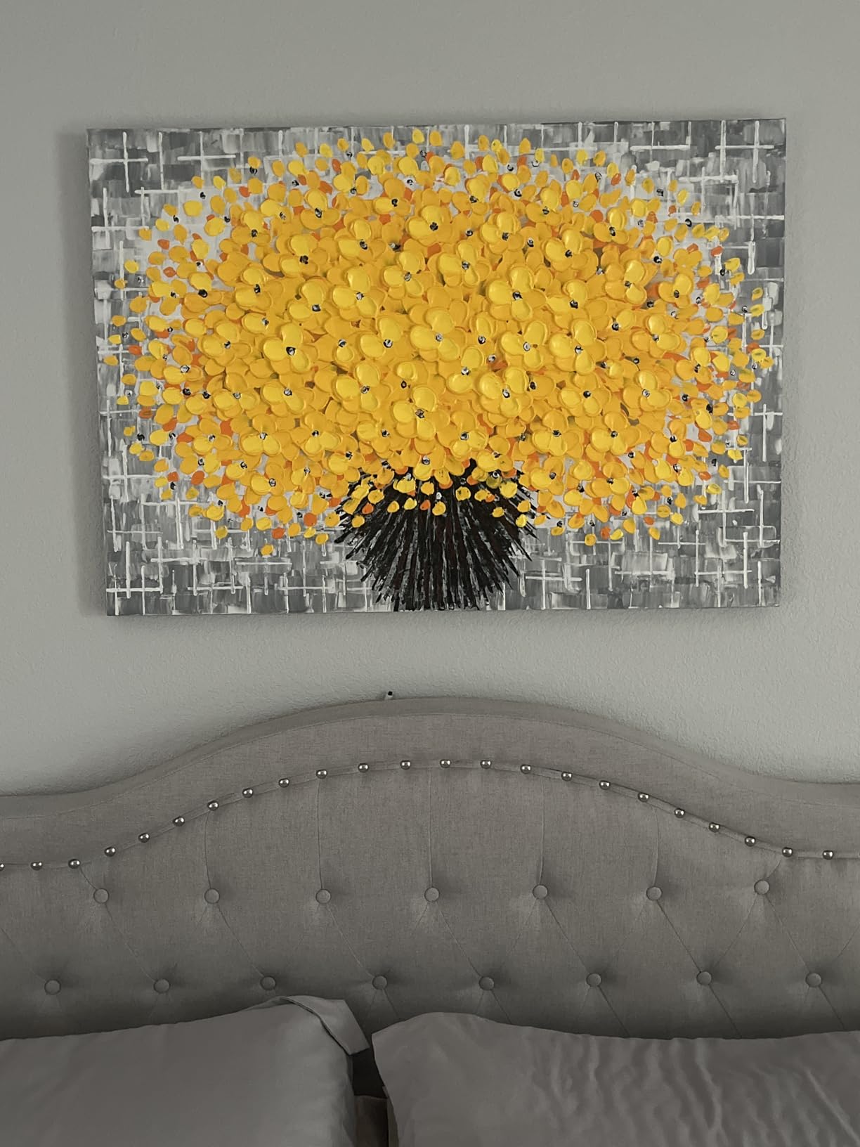 Alenoss 100% Hand Painted Flower Oil Paintings 24x48 Inches White Floral Abstract Canvas Wall Art 3D Vertical Art Wall Decorations for Dining Room Hallway Wall Decor customer photo 1