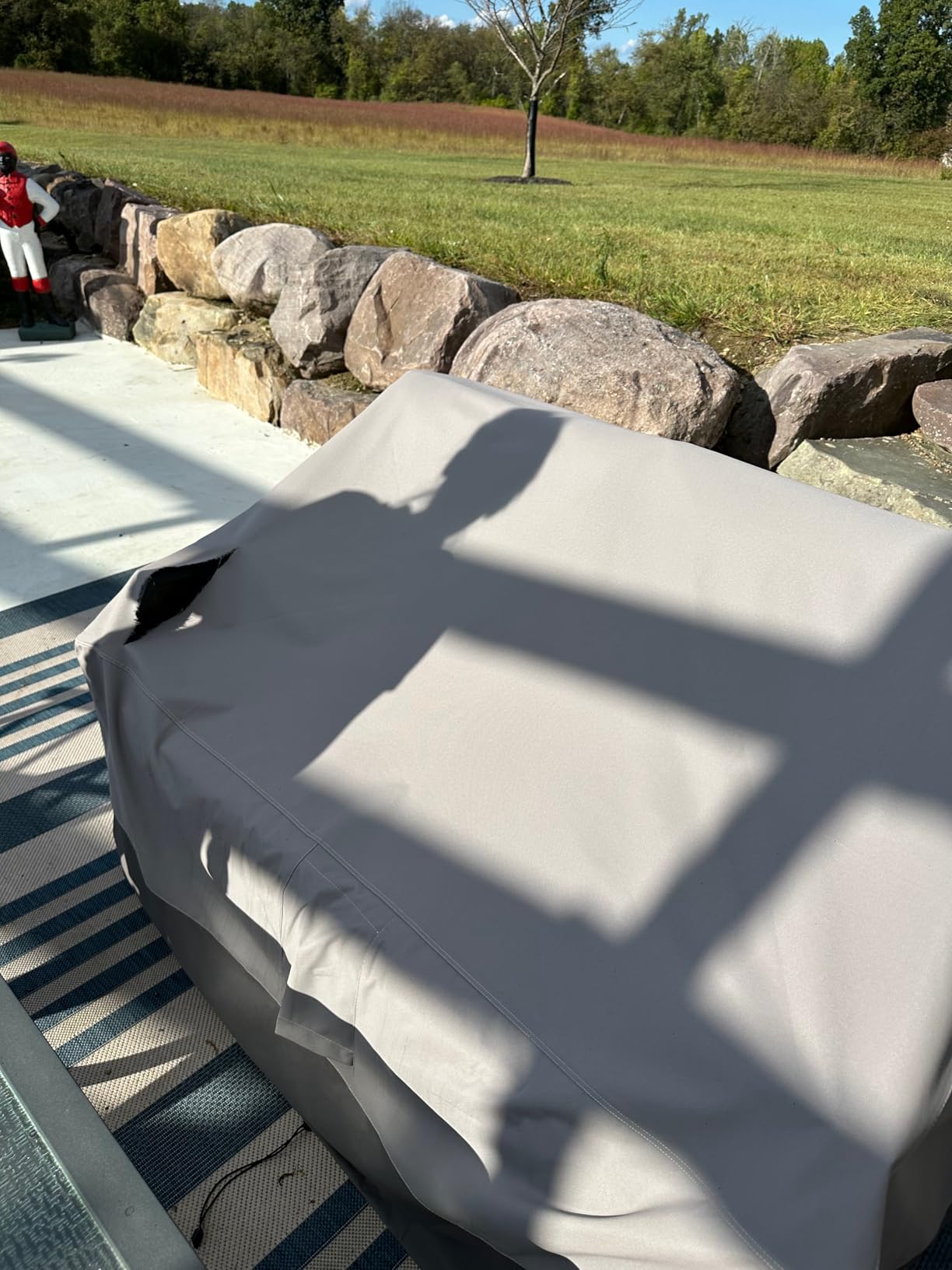 Easy-Going Heavy Duty Outdoor Loveseat Cover, 58Wx32.5Dx31H inch | Waterproof Durable 2-Seater Patio Couch Cover, Windproof Outdoor Furniture Sofa Cover with Air Vent, Gray/Dark Gray customer photo 2