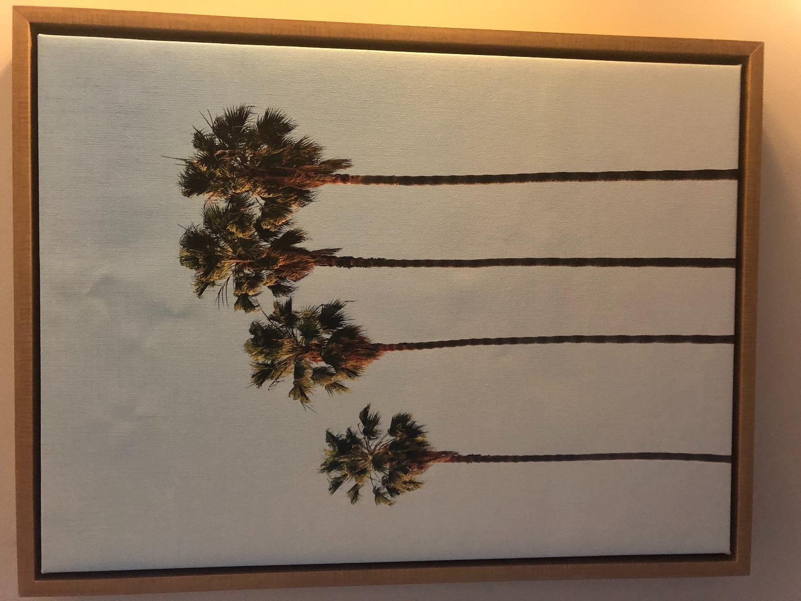 Kate and Laurel Sylvie Four Palm Trees Framed Canvas Wall Art by Simon Te Tai, 23x33 Natural customer photo 1