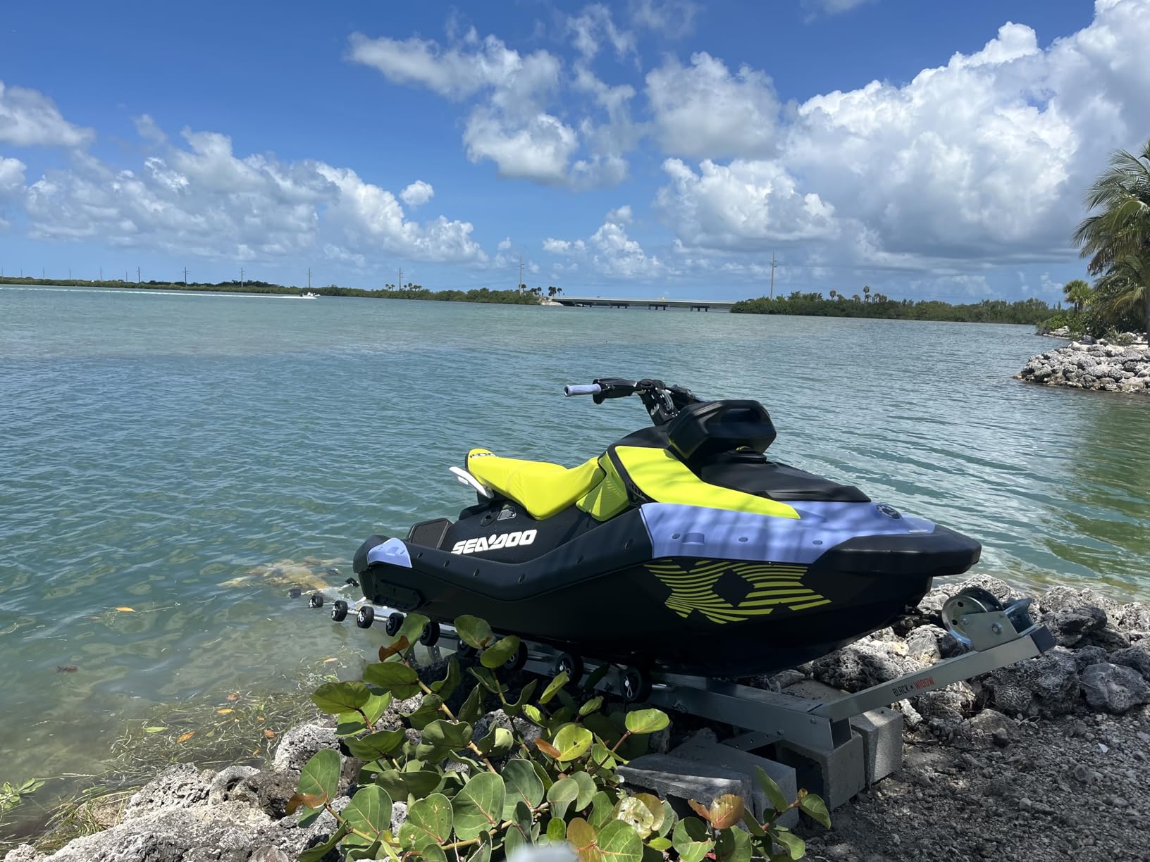 Jet Ski, Personal Watercraft Dock and Extension Kit, Black Widow | For lake, ocean use, 1,200 lb cap, winch, adjustable for shore height=