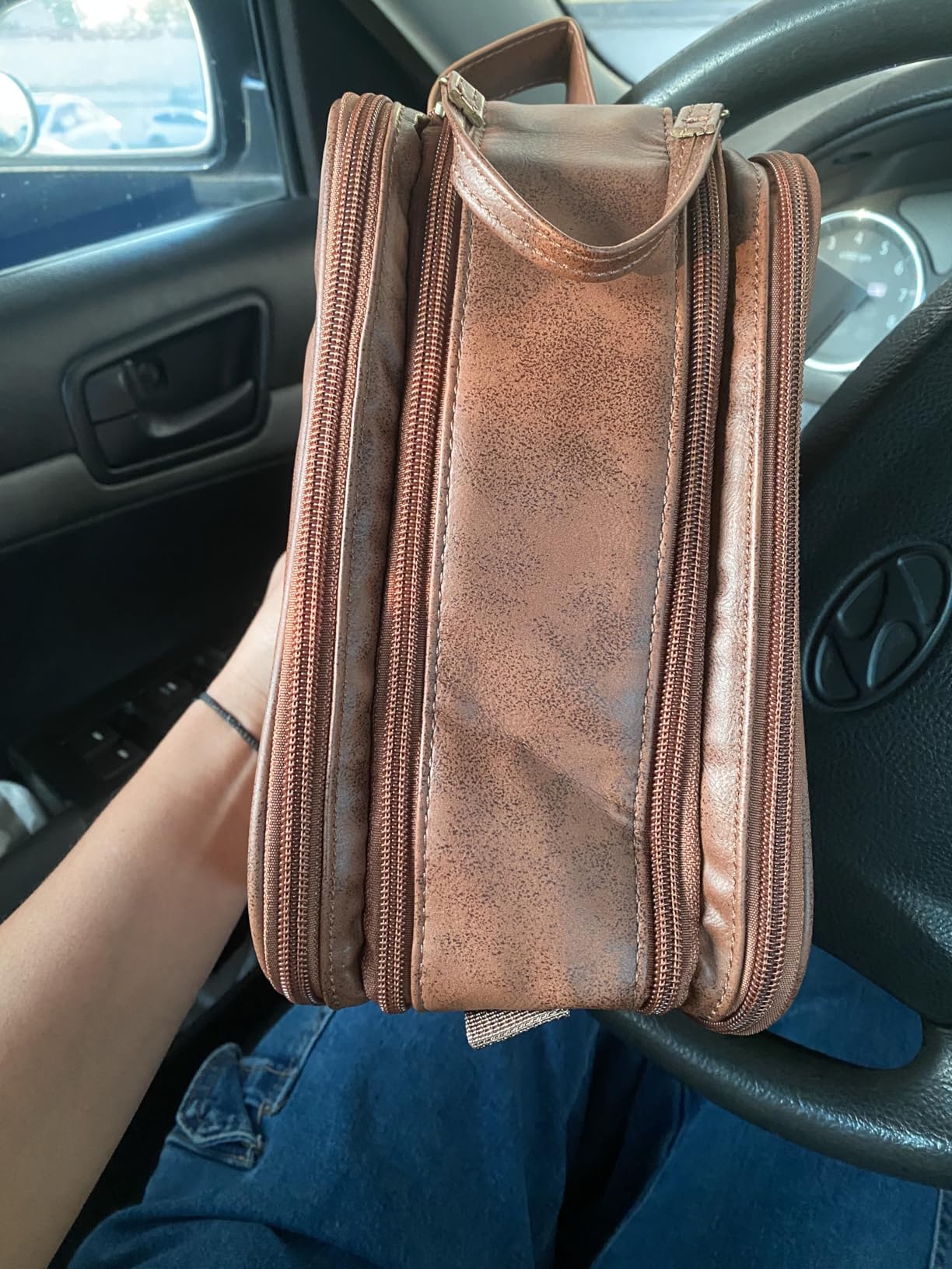 Elviros Toiletry Bag for Men PU Leather Shaving Dopp Kit (Large, Brown) customer photo 1