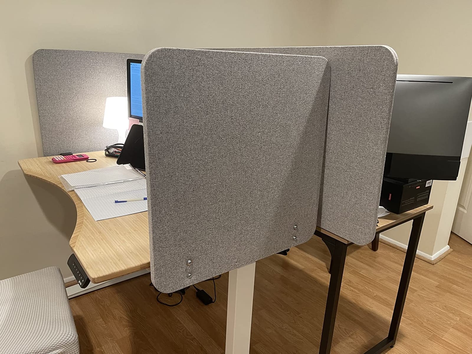 VIVO Gray Clamp-on 60 x 24 inch Privacy Panel, PP-1-V060G | Sound Absorbing PET Partition, Above or Below Desk Office Divider, Sturdy C-Clamp, Fits 0.4-1.4 in Thick Desktops customer photo 1