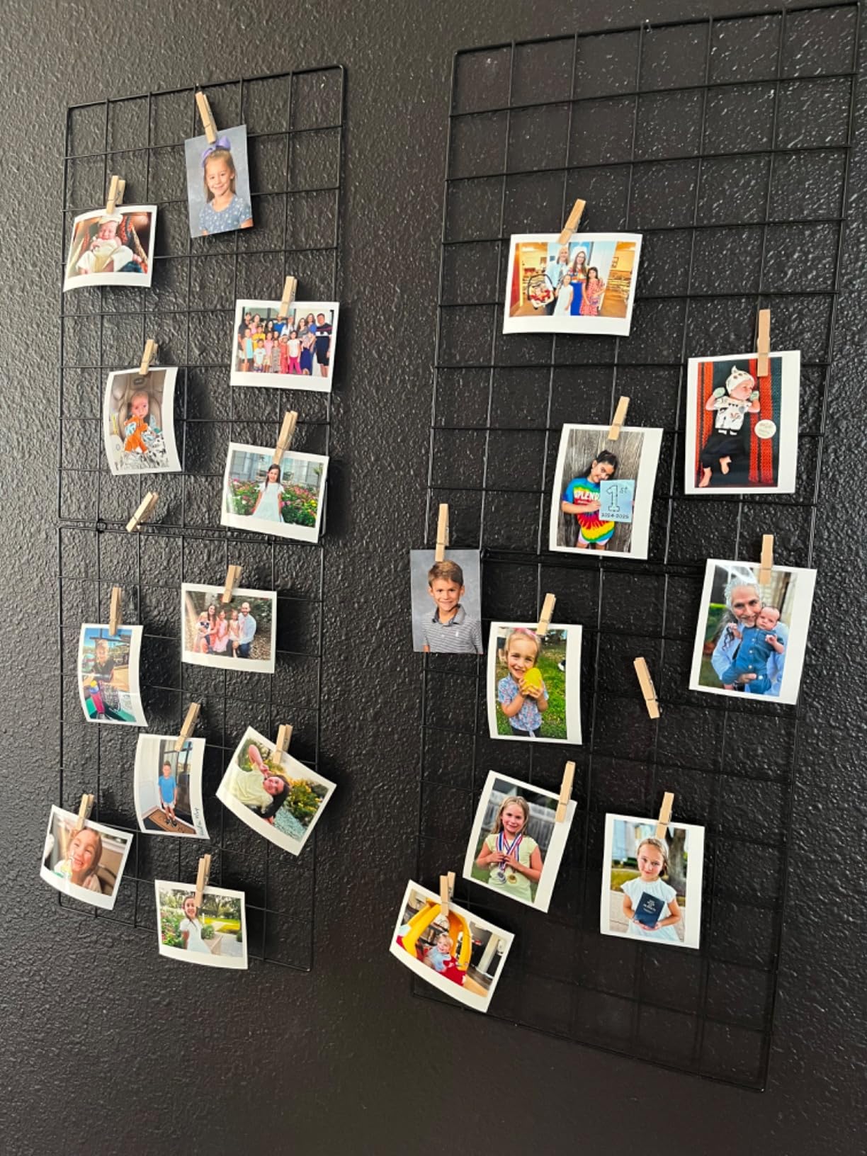 Wire Wall Grid Panel for Photo Display, DIY Iron Picture Frames Collage For Hanging Wall Decor, Foldable Multi Pictures Organizer with 12 Clips, 28'' X 22'' Inch.(2 Pack) customer photo 2