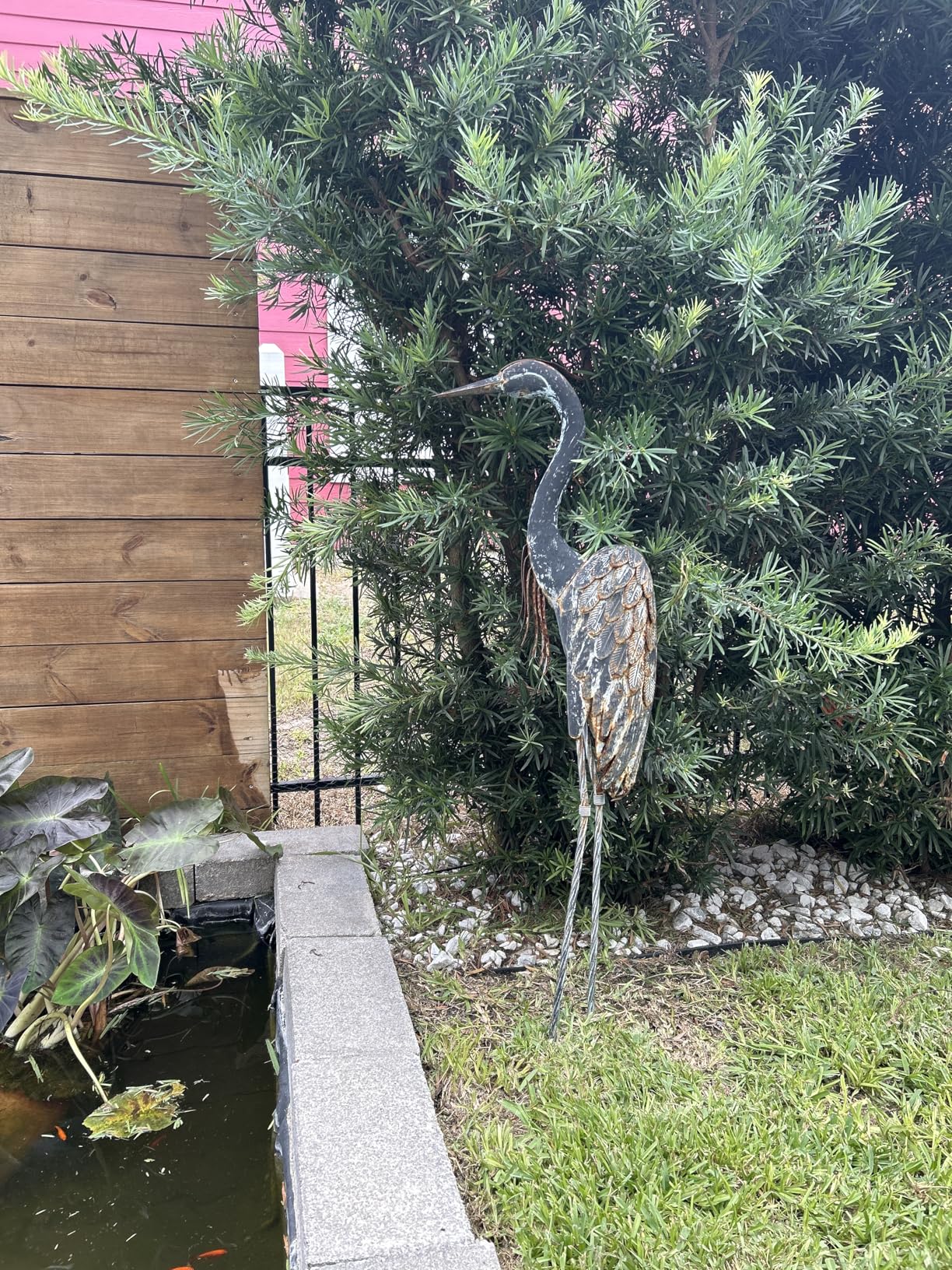 Kircust Garden Crane Statues, Standing Metal Patina Heron Decoy Weather-Resistant and Rustless Outdoor Statue, 42-46 Inch Bird Yard Art for Patio Lawn Pond, Set of 2 customer photo 2
