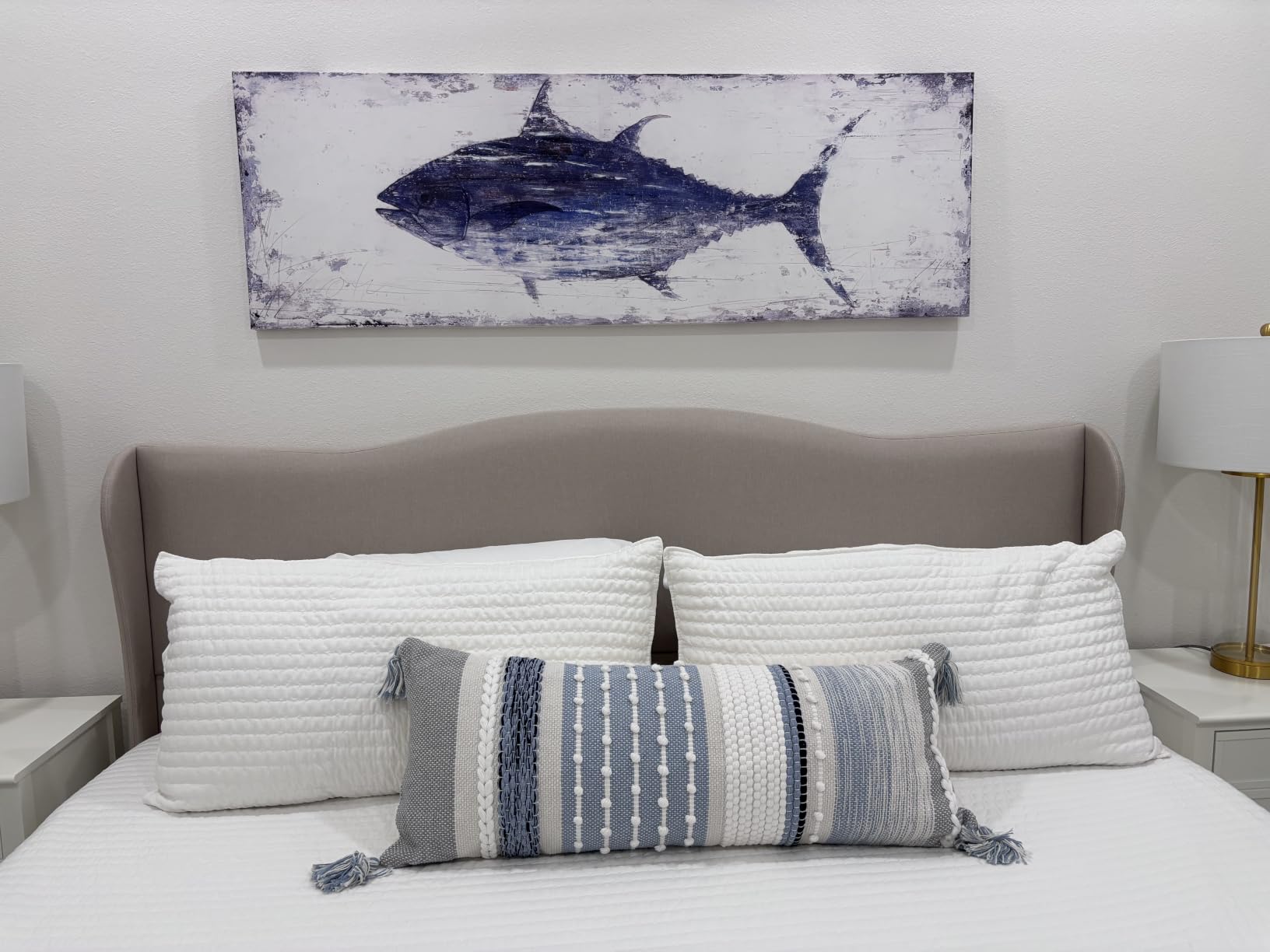 Yihui Arts Vintage Blue Tuna Coastal Wall Art: Rustic Nautical Decor for Beach-Inspired Spaces customer photo 1