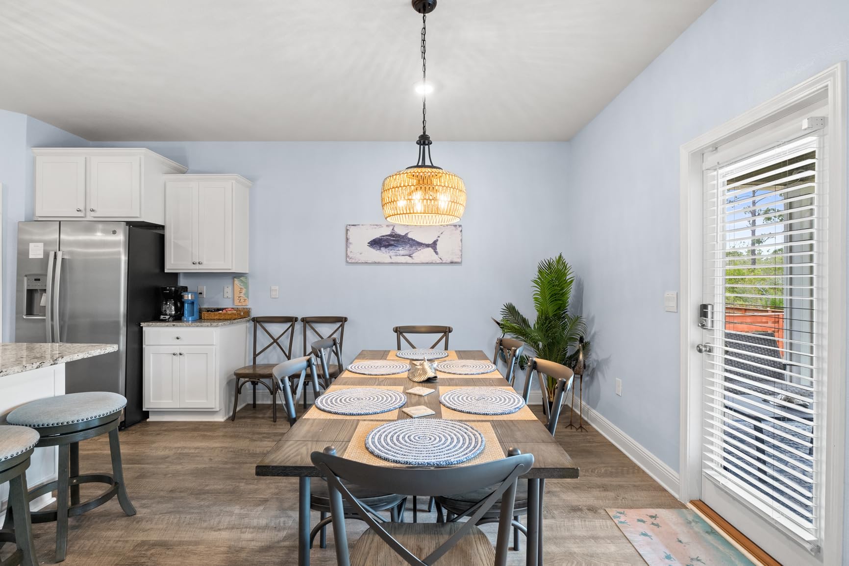 Yihui Arts Vintage Blue Tuna Coastal Wall Art: Rustic Nautical Decor for Beach-Inspired Spaces customer photo 2