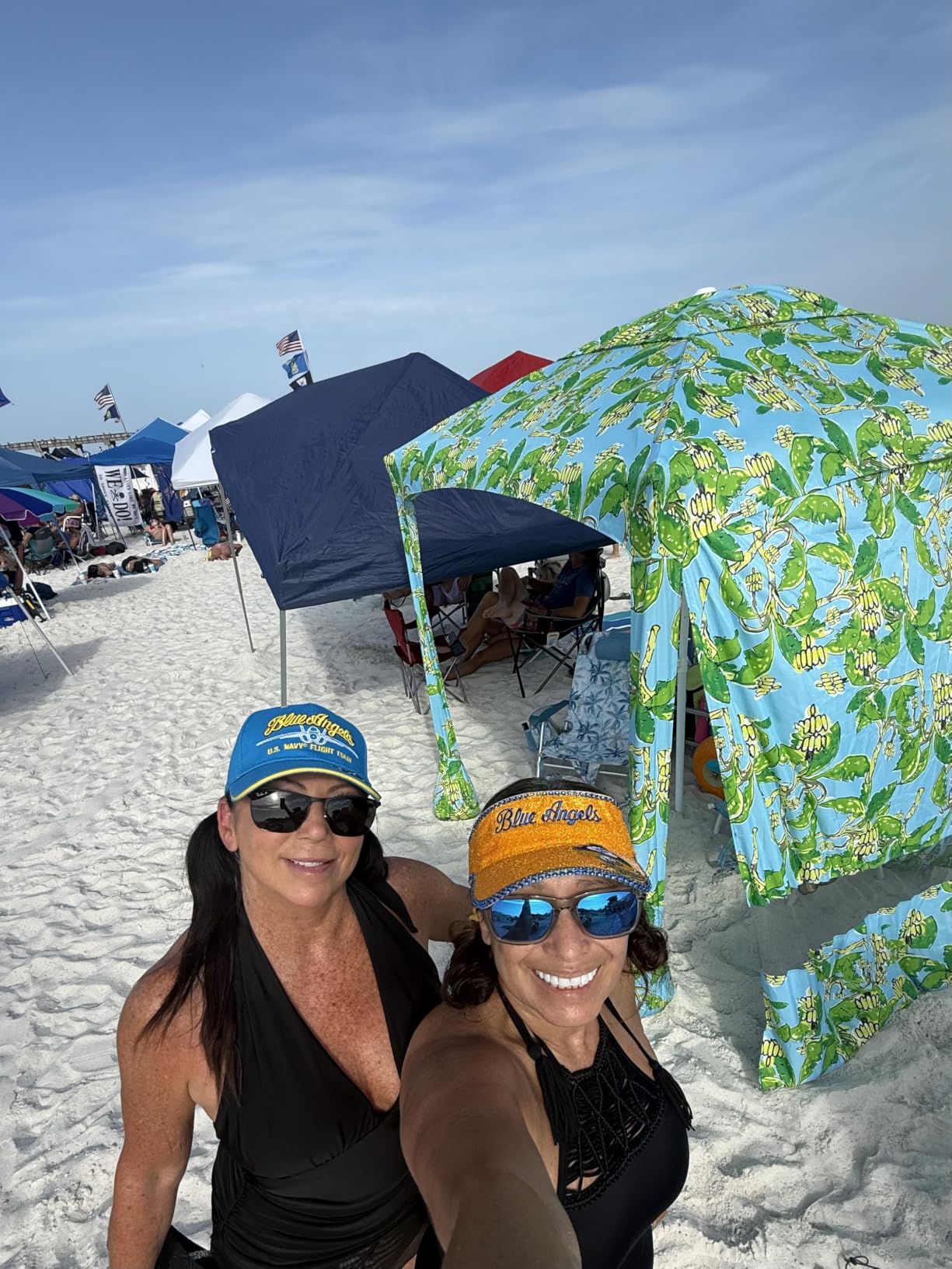 AMMSUN Beach Cabana, 6.5'x6.5' Beach Canopy, Easy Set up and Take Down, Cabana Tent with Sand Pockets, Instant Sun Shade with Side Wall, Coral Tropical customer photo 2