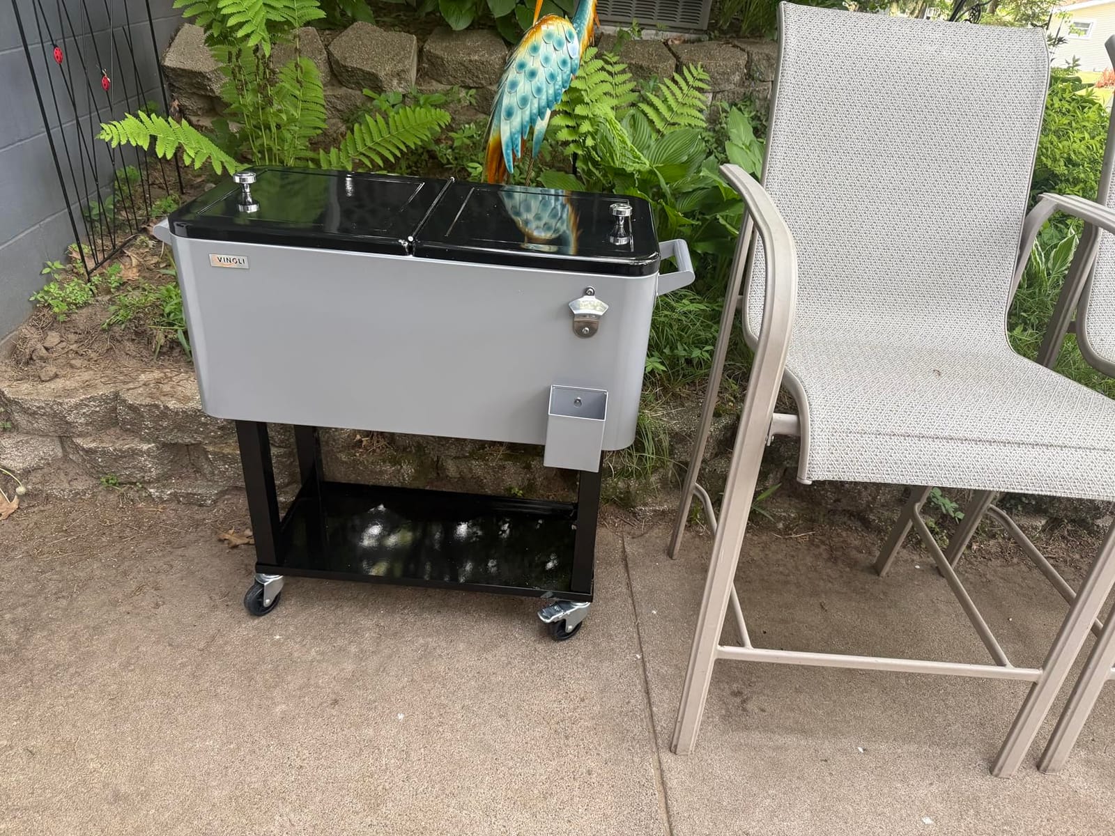 VINGLI Rolling Ice Chest, Portable Patio Party Bar Drink Cooler Cart, with Shelf, Beverage Pool with Bottle Opener customer photo 1