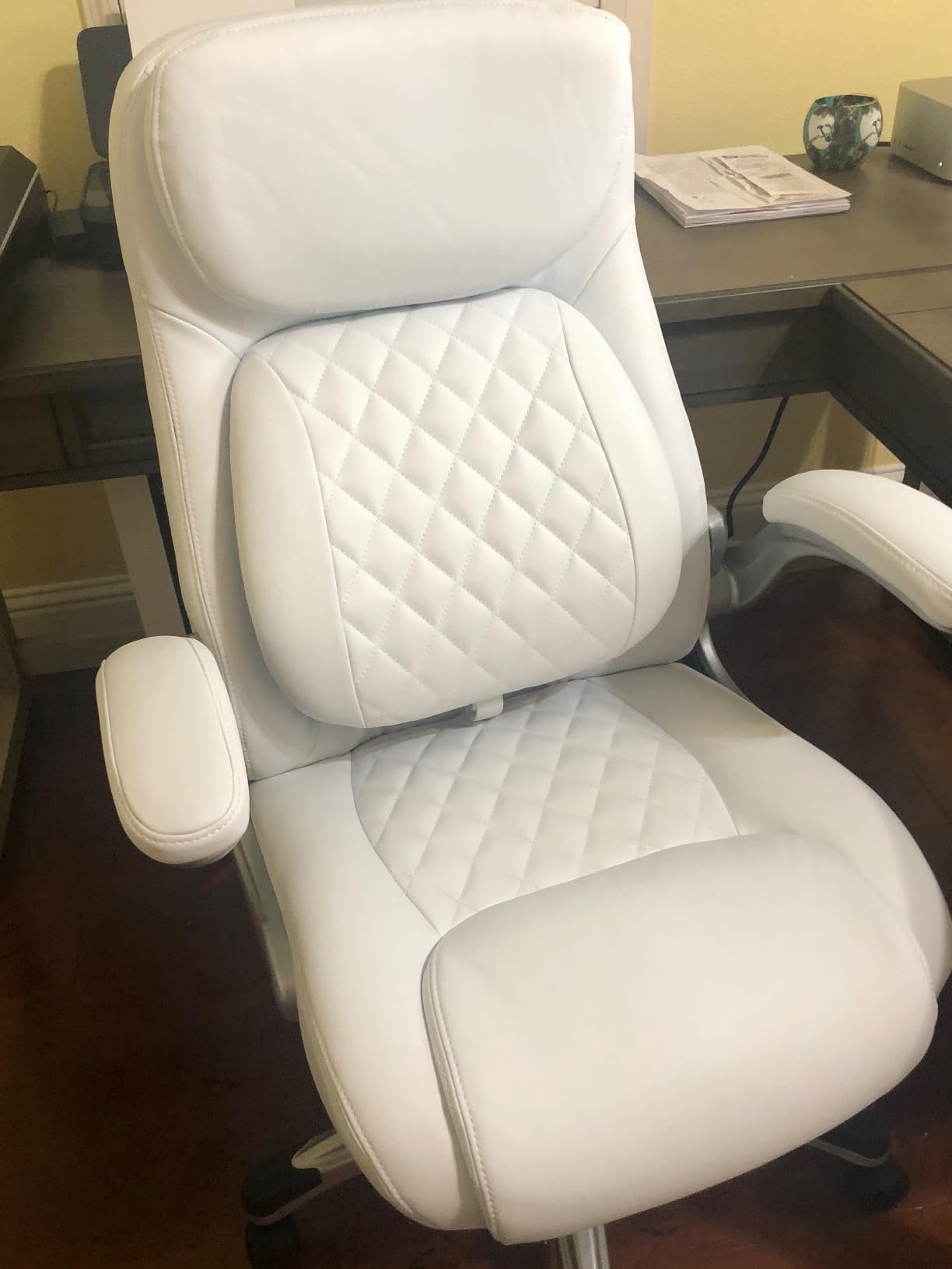 Nouhaus +Posture Ergonomic PU Leather Office Chair. Click5 Lumbar Support with FlipAdjust Armrests. Modern Executive Chair (Black) customer photo 2