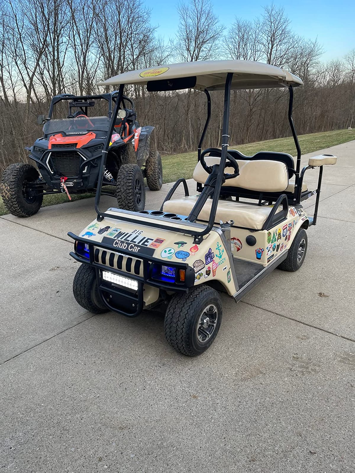 KUAFU Front Golf Cart Brush Guard Tubular Bumper Compatible with 1981 and Up Club Car DS Gas and Electric Models Black Front Brush customer photo 2