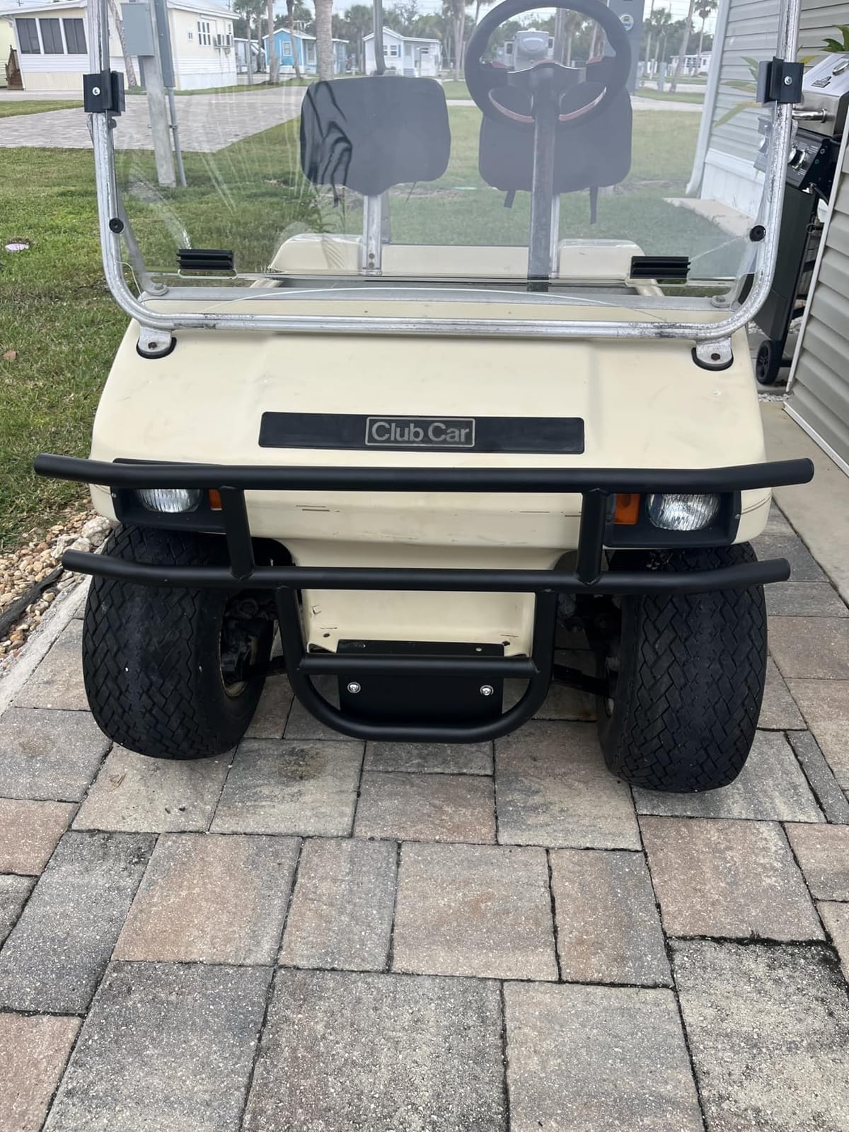 ECOTRIC Front Brush Guard Bumper Compatible with 1981-Up Club Car DS | Compatible with 1981+ Club Car DS Gas and Electric Models, Tubular Front Bumper, Black customer photo 1