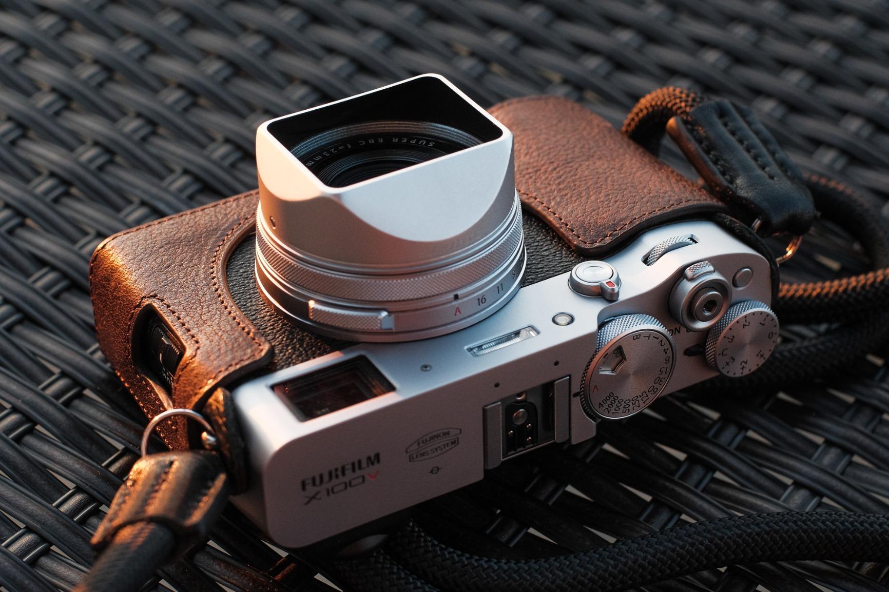 Fujifilm X100V Camera Case, BolinUS Handmade Genuine Real Leather Half Camera Case Bag Cover for Fujifilm Fuji X100V Camera Bottom Opening Version + Hand Strap (Coffee) customer photo 1