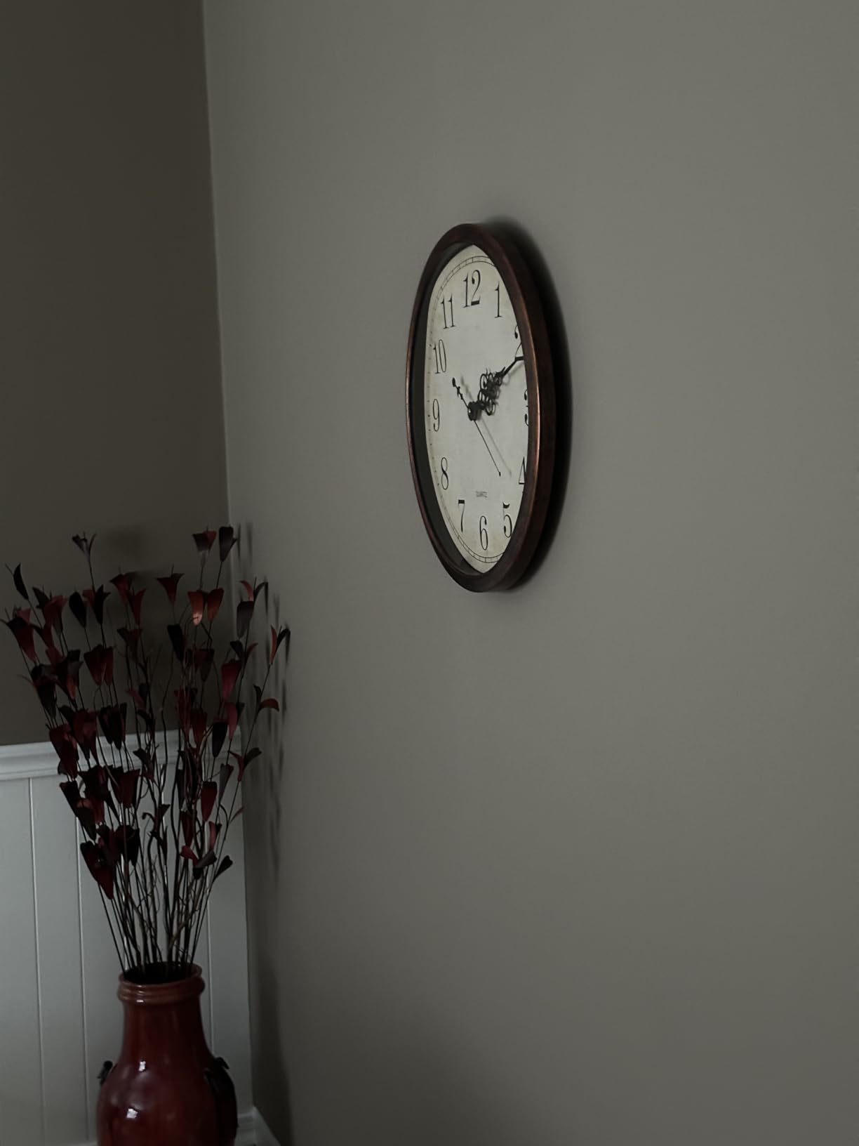 Bernhard Products Vintage Brown Wall Clock Silent Non Ticking 12 Inch Quality Quartz Battery Operated Round Decorative Easy to Read for Home Kitchen Living/Dining Room Bedroom Office Classroom School customer photo 2
