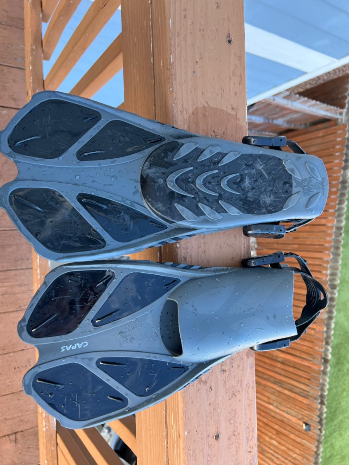 CAPAS Snorkel Fins, Travel Size Short Flippers for Snorkeling Swimming | Adjustable Swim Fins Flexible Open Heel Lightweight Scuba Diving Fins for Adult Men Women Kids Ideal for Recreational Use customer photo 2