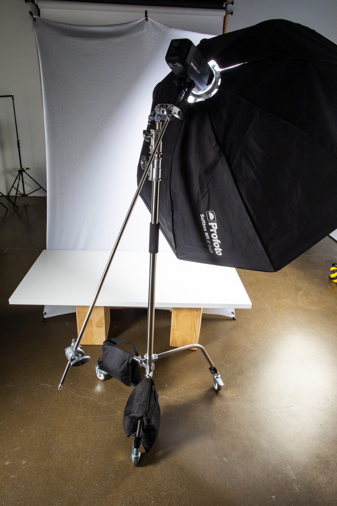 EACHSHOT C Stand Metal with Bag Wheel Max 10.8ft/330cm with 106cm Holding Arm 2 Pieces Grip Head for Godox AD400 Pro AD600 Pro AD600BM Aputure 120D 300D II for Photography Studio Video Monolight customer photo 1