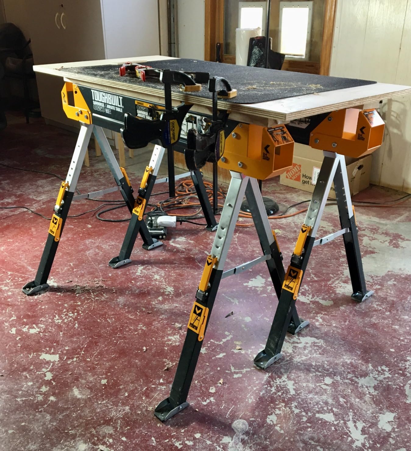 ToughBuilt Folding Sawhorse & Jobsite Table, 2-Pack, TB-C650-2 | Heavy-Duty Steel Frame, Adjustable 2x4 Support Arms, Folding Design, Portable Workstation, Contractor Grade customer photo 2