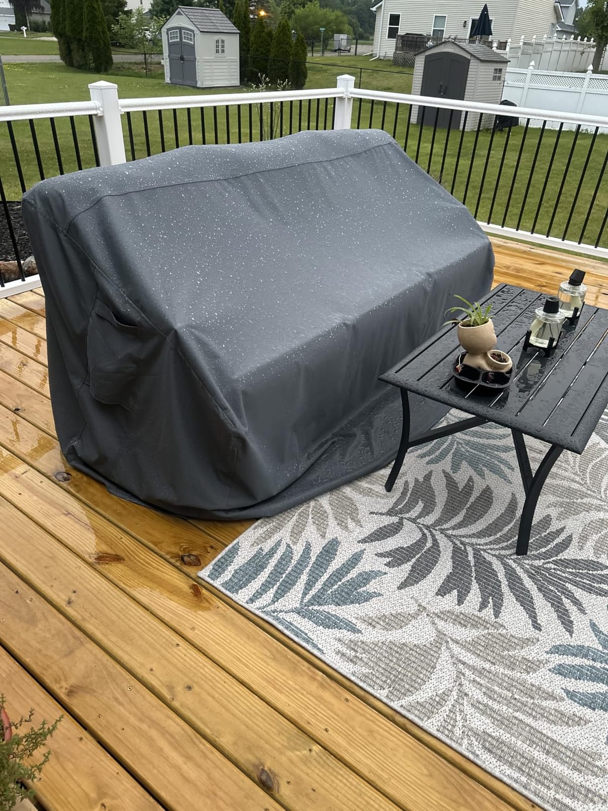 Vailge Patio Sofa Cover 3-Seater & Outdoor Couch Cover Waterproof | Heavy Duty 600D Oxford Patio Outdoor Furniture Covers Waterproof with Windproof Straps and Vents, Fits 79