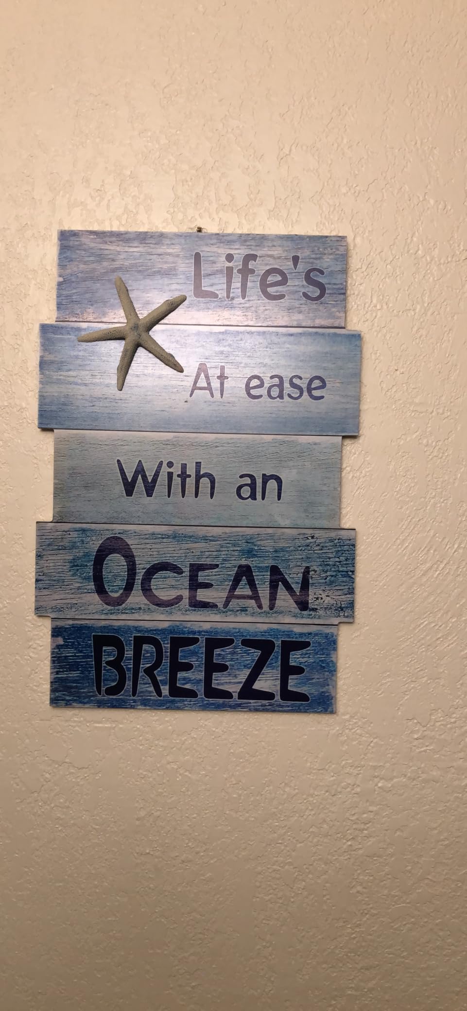 Coastal Wall Decor for Home, Beach Wall Art Wooden Hanging Sign with Starfish Element, Perfect Beach Themed Room Decor and Ocean Decor for Bathroom Bedroom Coastal Living Spaces 11.5
