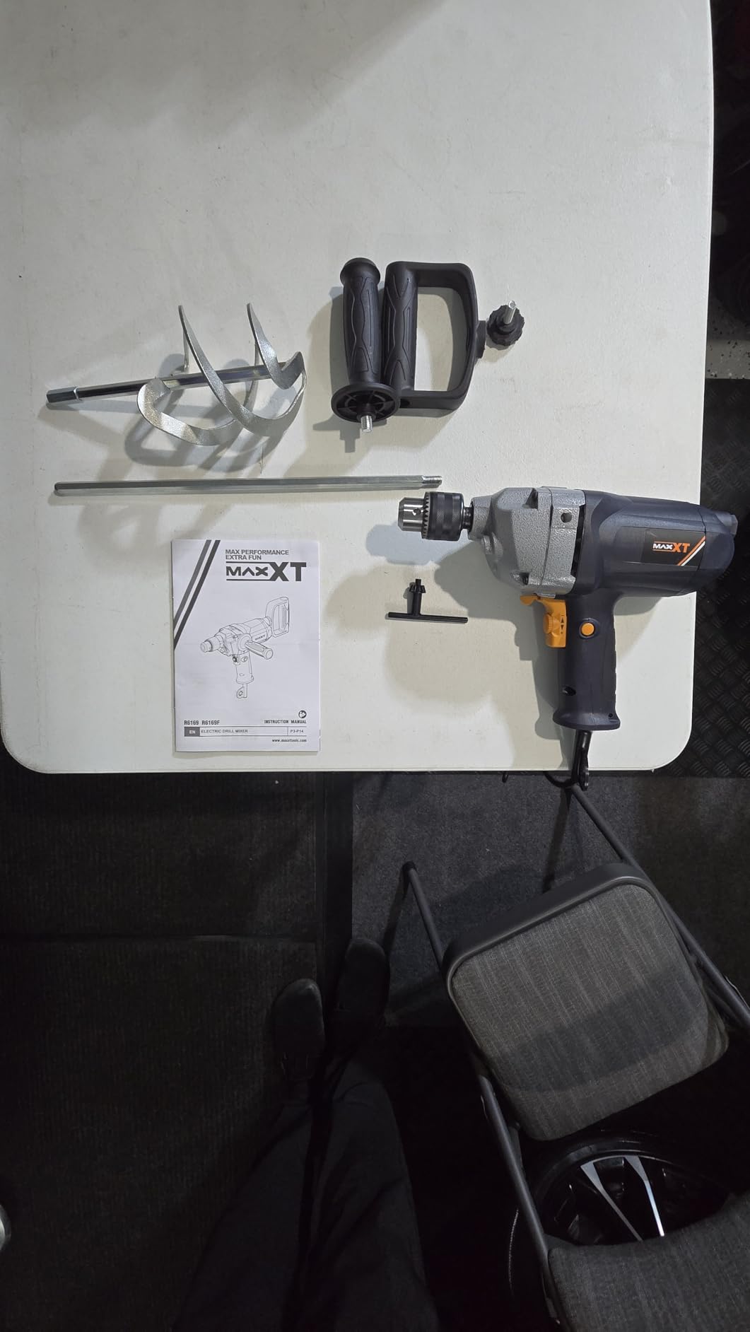 MAXXT Drill Mixer Set with Spade Handle 1/2 inch Electric Corded Mixing Drill Machine 9A Motor Concrete Mud Mixer customer photo 2