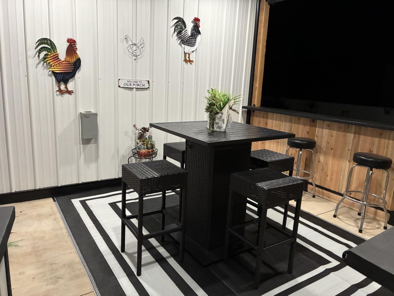 Best Choice Products 5-Piece Outdoor Wicker Bar Table Set for Patio, Poolside, Backyard w/Built-in Bottle Opener, Hidden Storage Shelf, Metal Tabletop, 4 Stools - Gray customer photo 1
