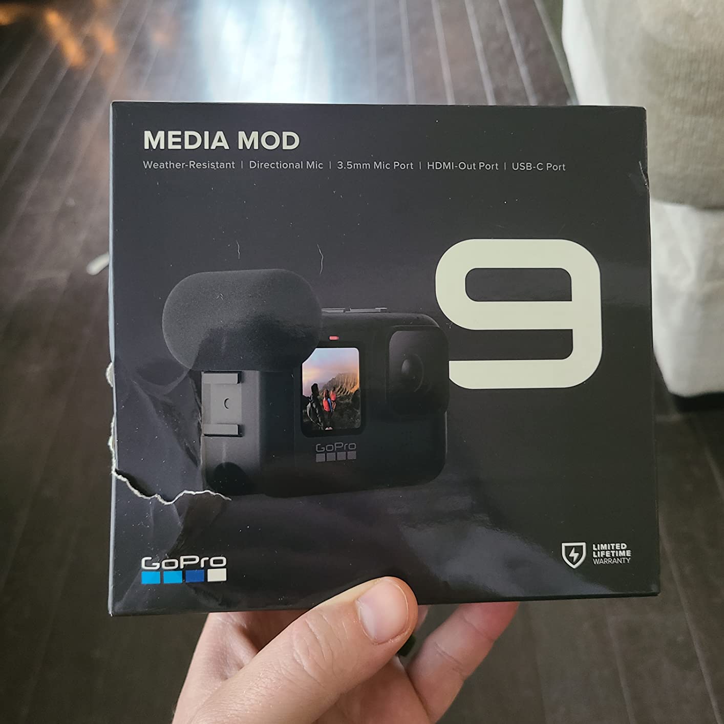 GoPro Media Mod (HERO13 /12/11 /10 /9 Black) - Official Accessory | Includes windscreen, vertical mounting buckle and thumb screw for filming, audio and mounting customer photo 1