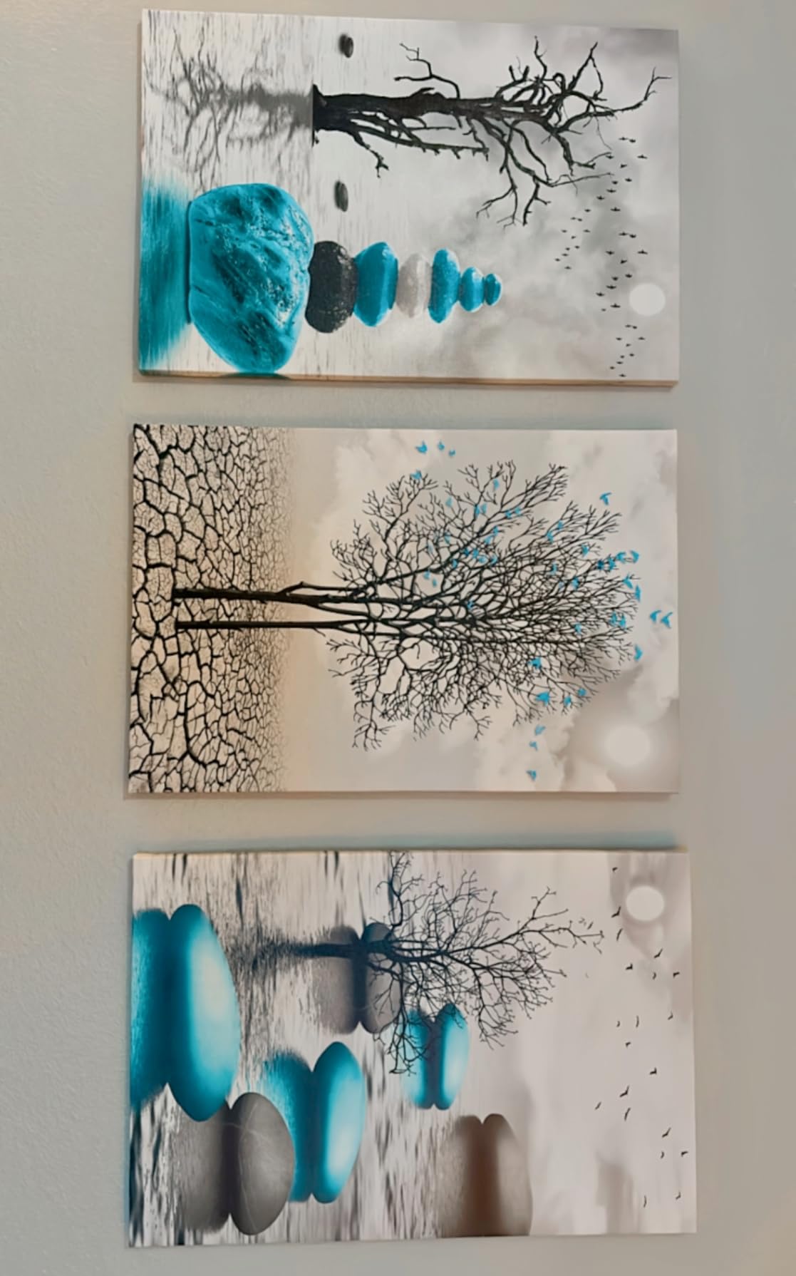 DZRWUBHS Abstract Wall Art for Living Room, 3 Piece Modern Canvas Artworks Stones in The Water Zen Wall Decor Minimalist Meditation Picture Painting Prints for Bedroom Bathroom Hallway Home Office customer photo 1