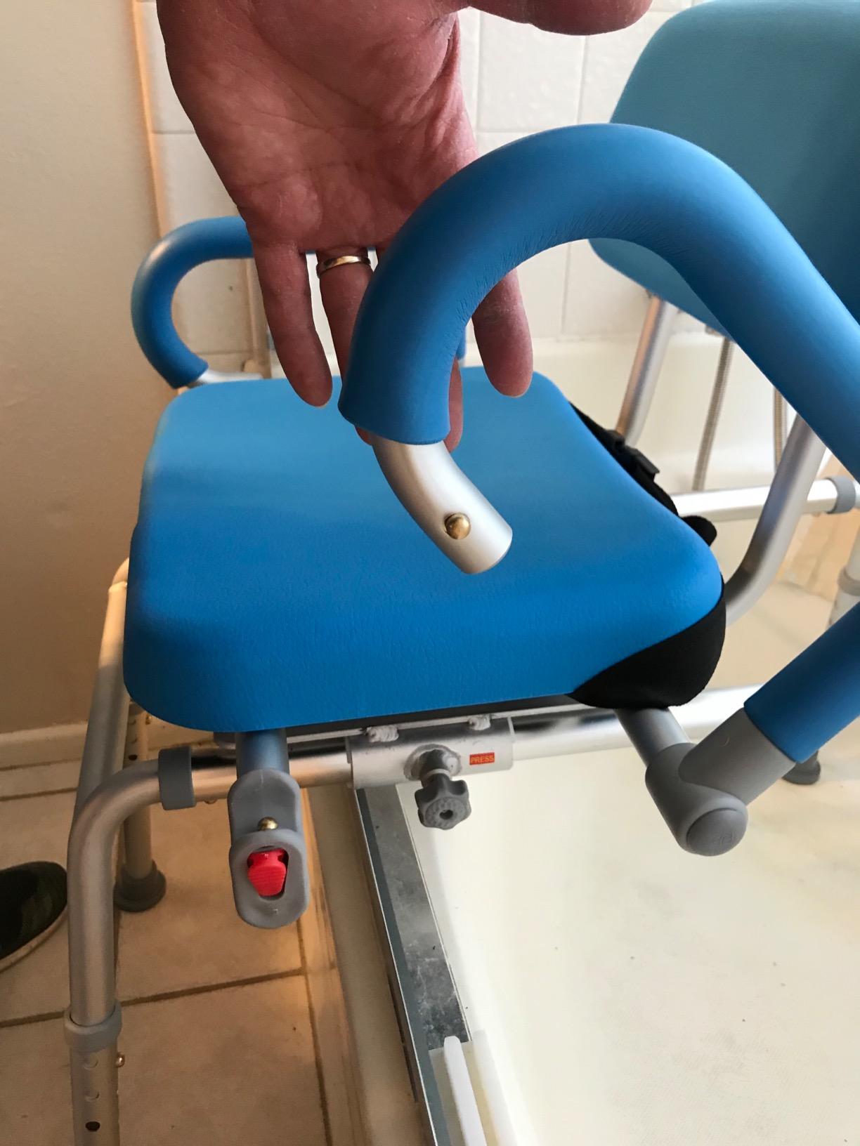 Carousel Sliding Shower Chair Tub Transfer Bench with Swivel Seat, Bariatric, Premium Padded with Pivoting Arms, High Capacity, Heavy Duty for Tubs, Inside Shower, for Handicap & Seniors, Blue customer photo 1